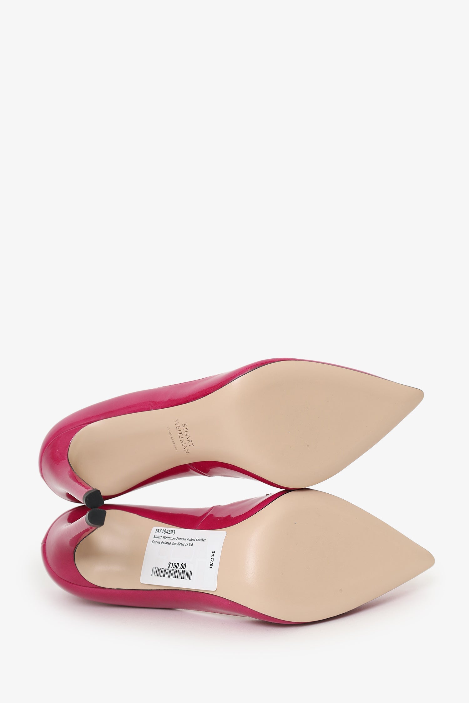 Stuart Weitzman Fuchsia Patent Leather Curvia Pointed Toe Heels Size 5.5