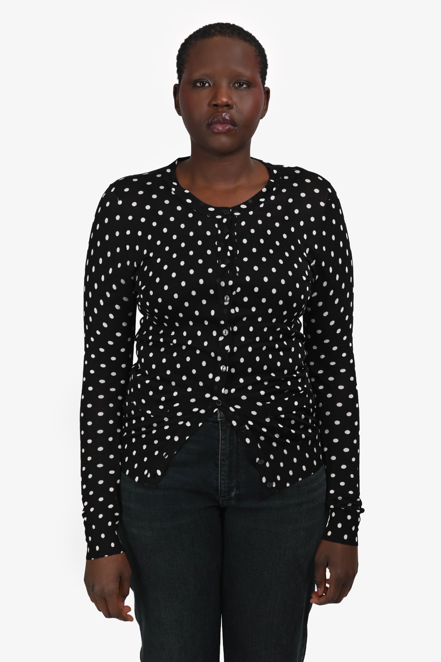 Dolce & Gabbana Black/White Polka Dot igan Size 44