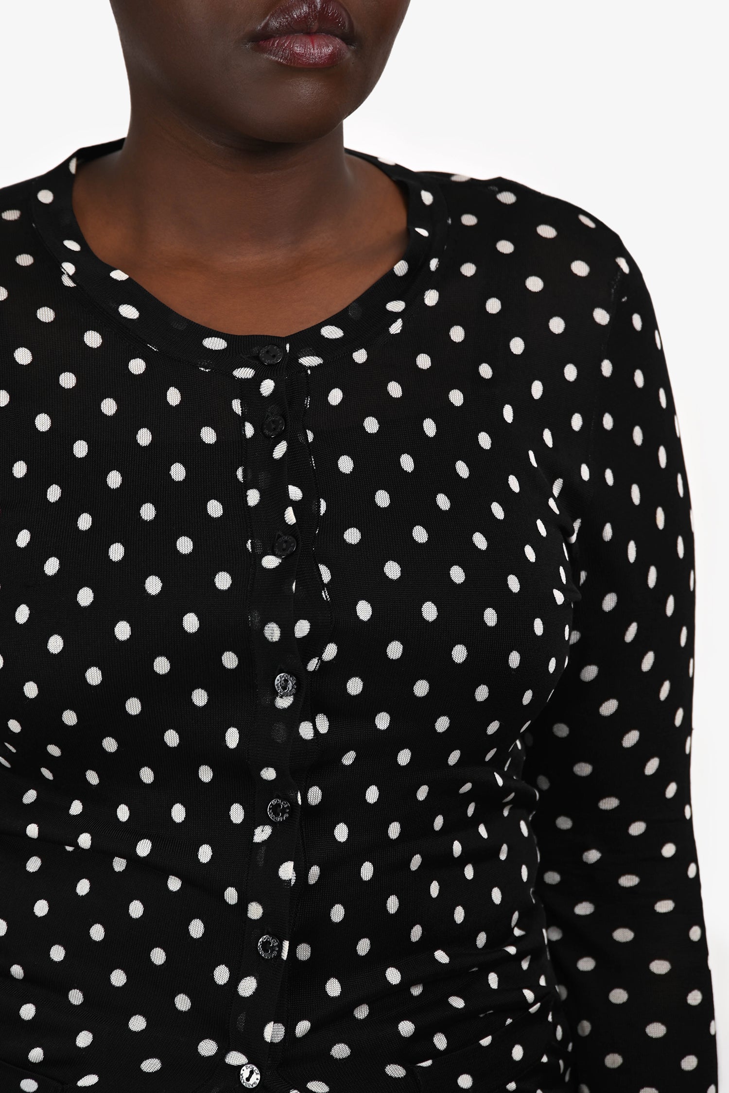 Dolce & Gabbana Black/White Polka Dot igan Size 44