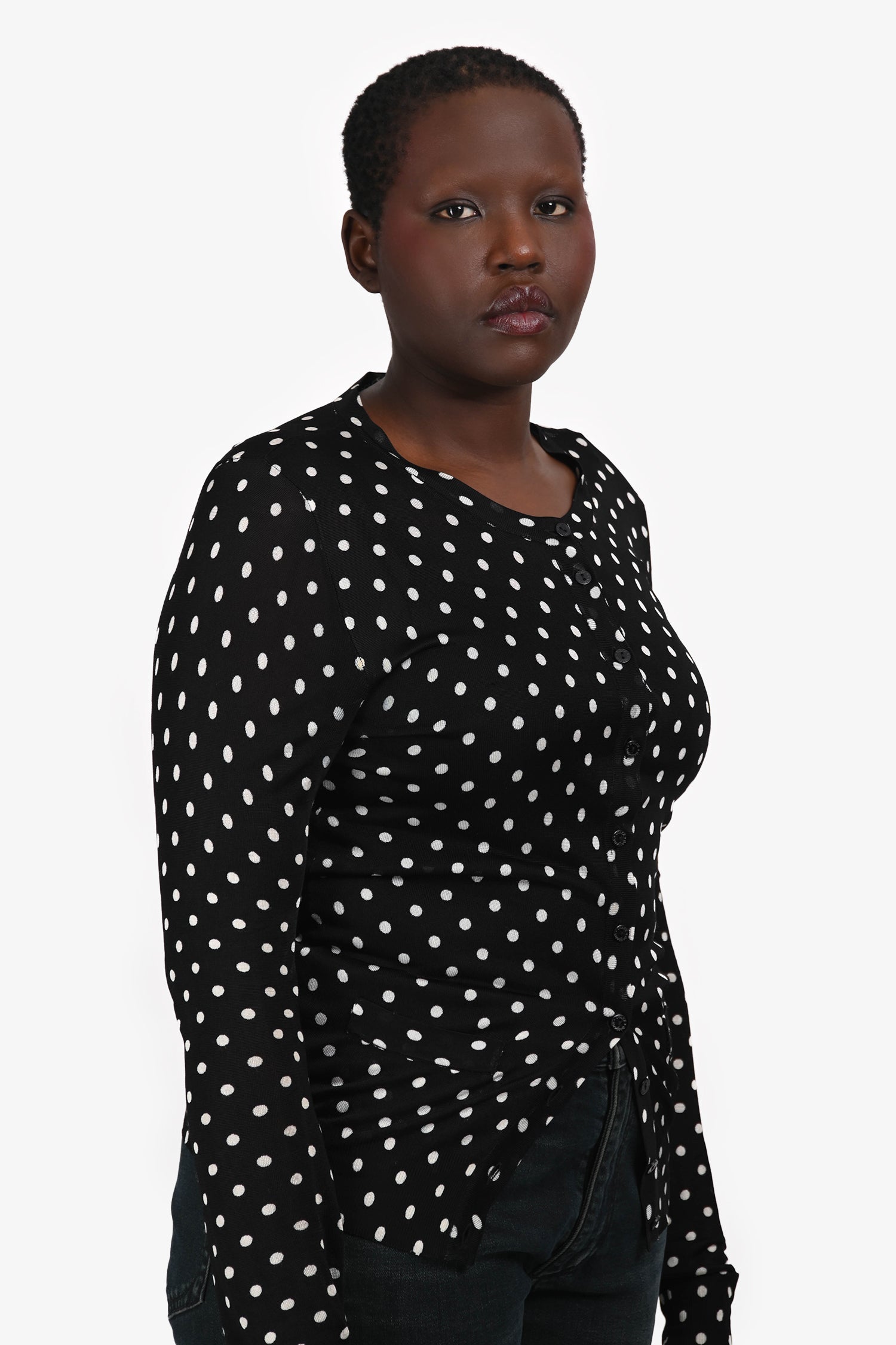 Dolce & Gabbana Black/White Polka Dot igan Size 44
