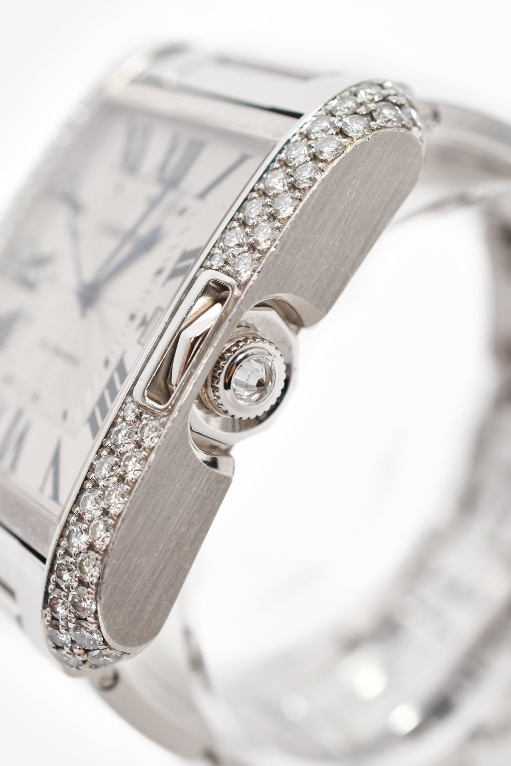 Cartier 18K White Gold Diamonds Automatic XL 'Tank Anglaise' Watch