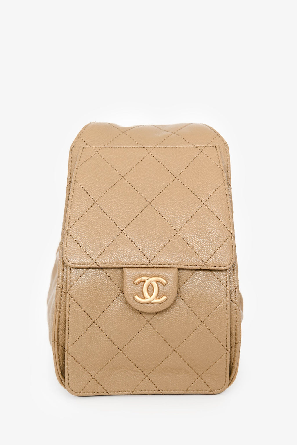 Pre-Loved Chanel™ 2025 Brown Caramel Caviar Leather 25 Small Bucket Bag