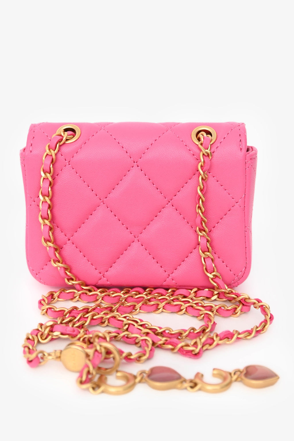 Pre-Loved Chanel™ Pink Lambskin Leather Mini CC Coco Belt Bag