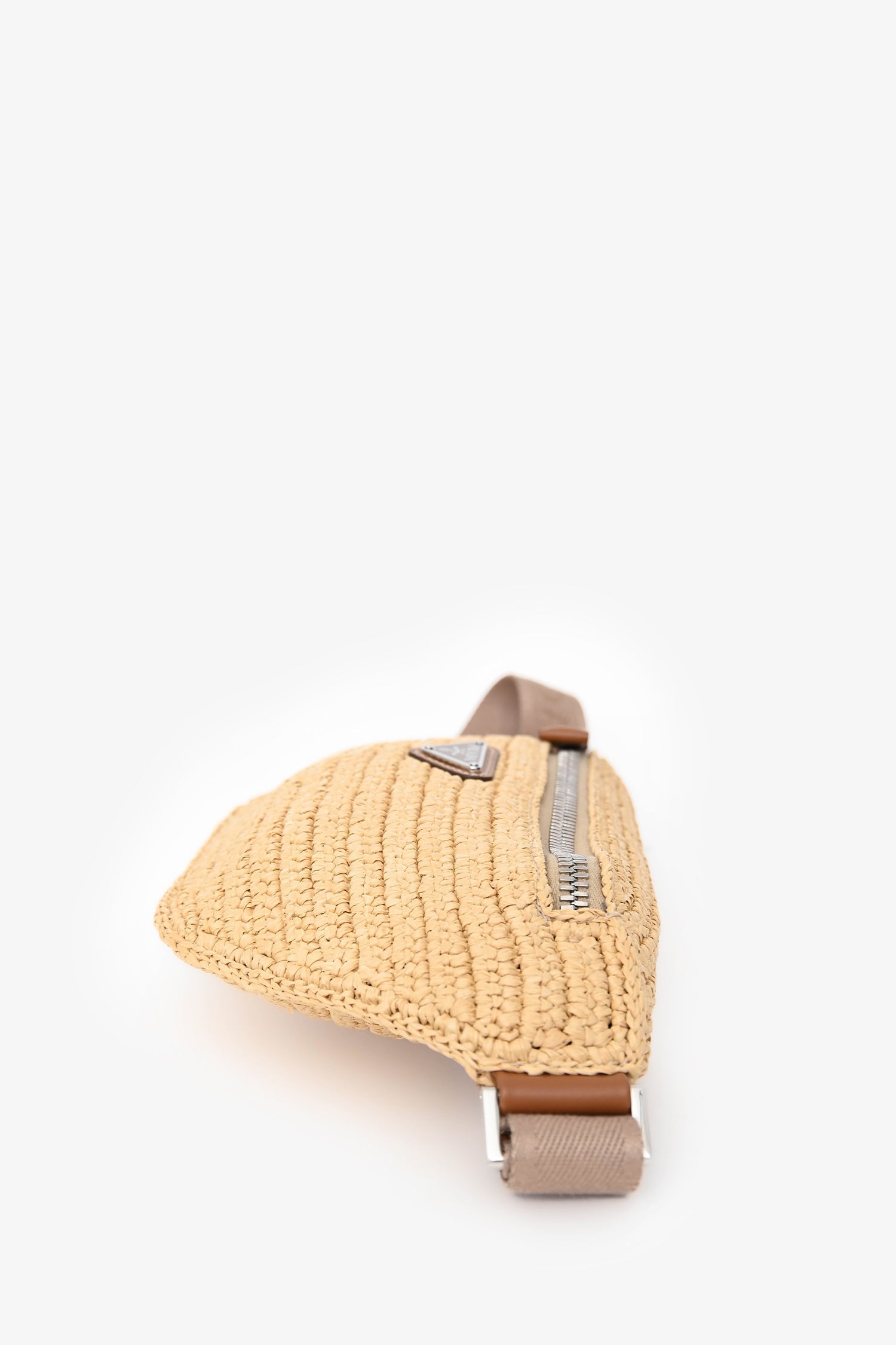 Prada Brown Raffia Logo Belt Bag