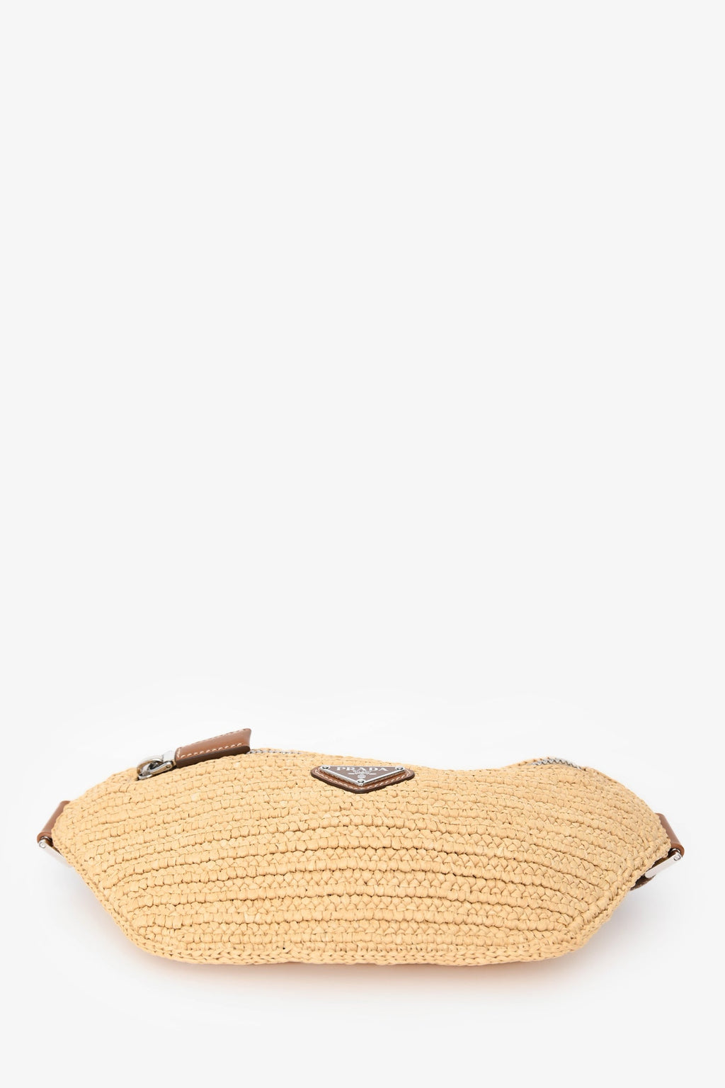 Prada Brown Raffia Logo Belt Bag