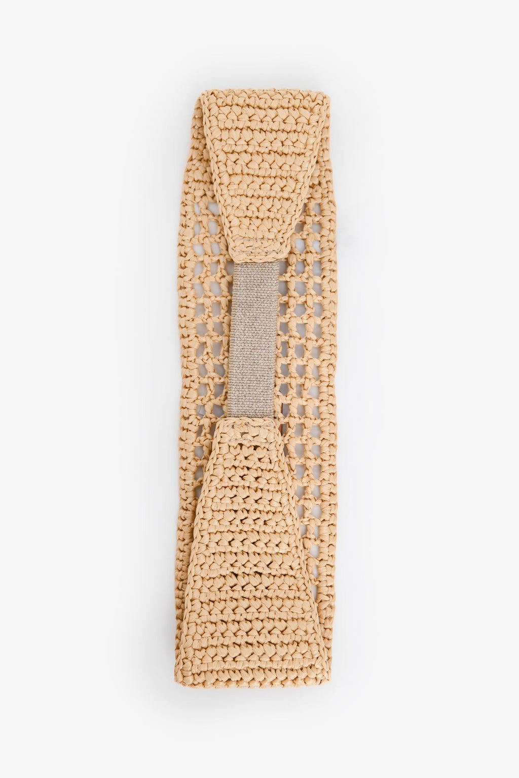 Prada Brown Raffia Logo Patch Head Band