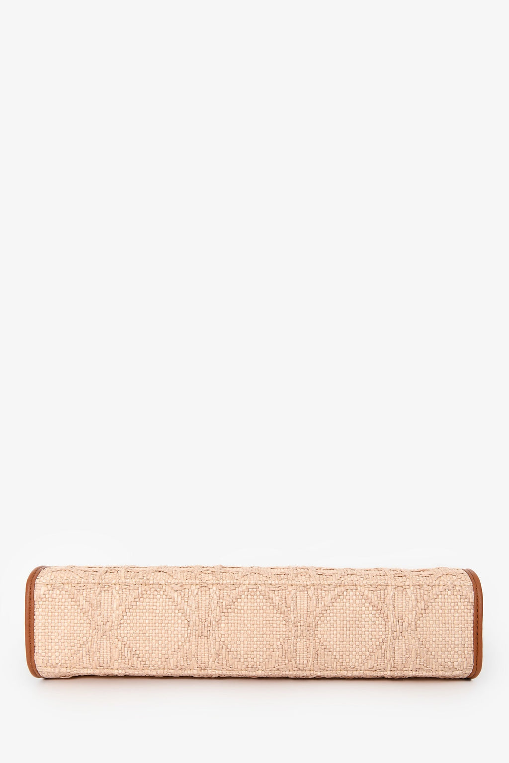 Christian Dior Brown Straw Logo Clutch