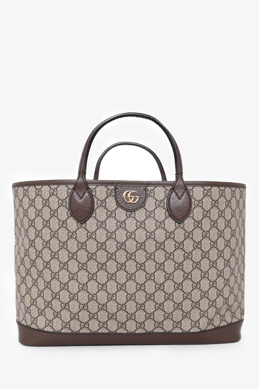 Gucci Brown Canvas GG Supreme Tote Bag with Double Handles