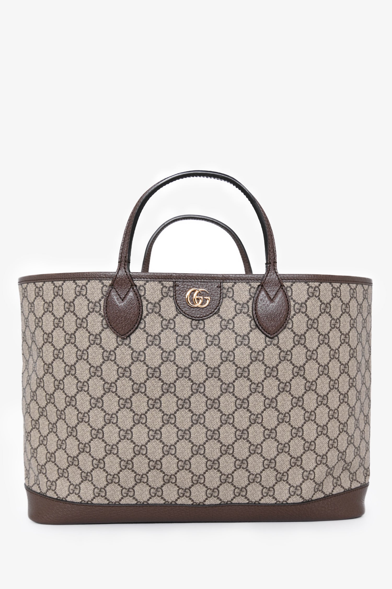 Gucci Brown Canvas GG Supreme Tote Bag with Double Handles