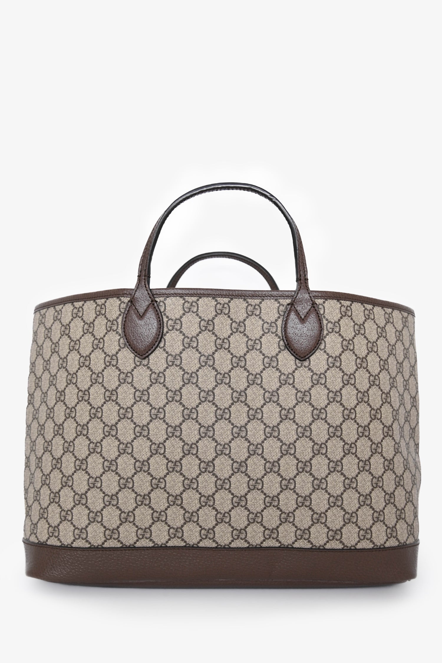 Gucci Brown Canvas GG Supreme Tote Bag with Double Handles