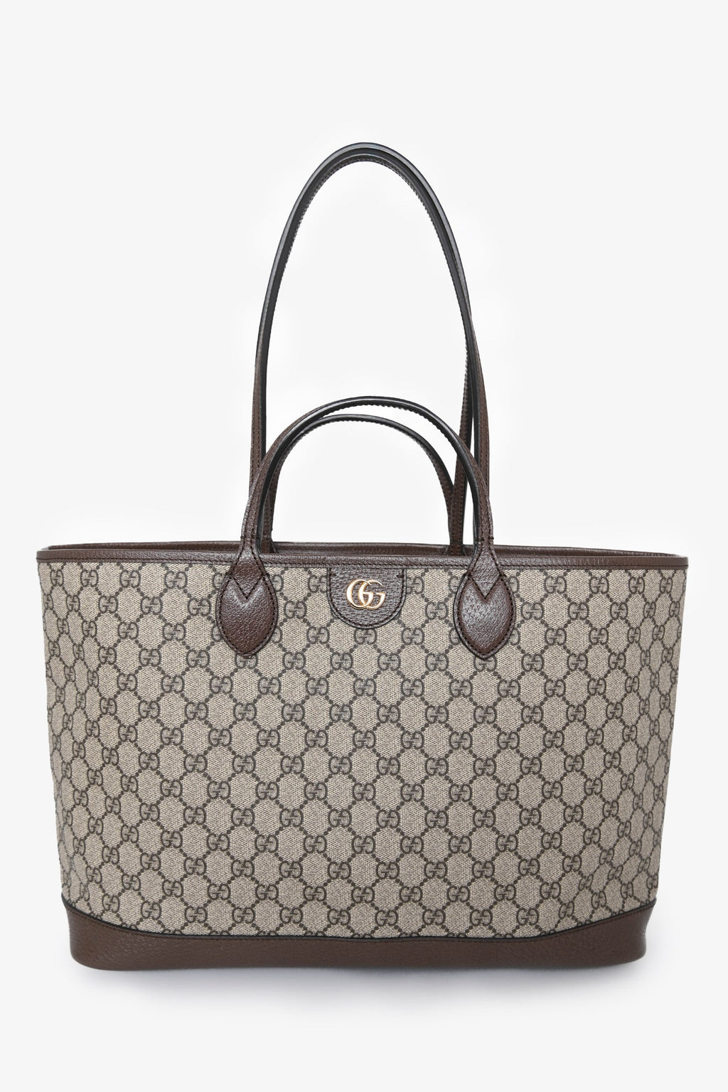 Gucci Brown Canvas GG Supreme Tote Bag with Double Handles