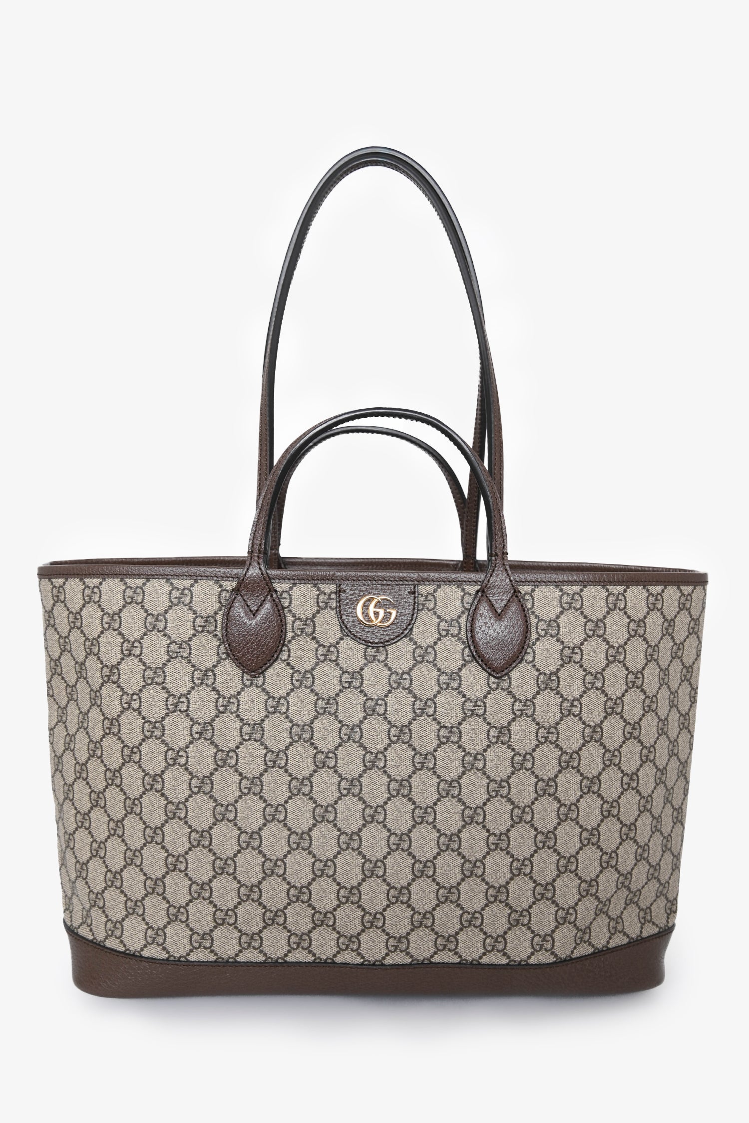 Gucci Brown Canvas GG Supreme Tote Bag with Double Handles