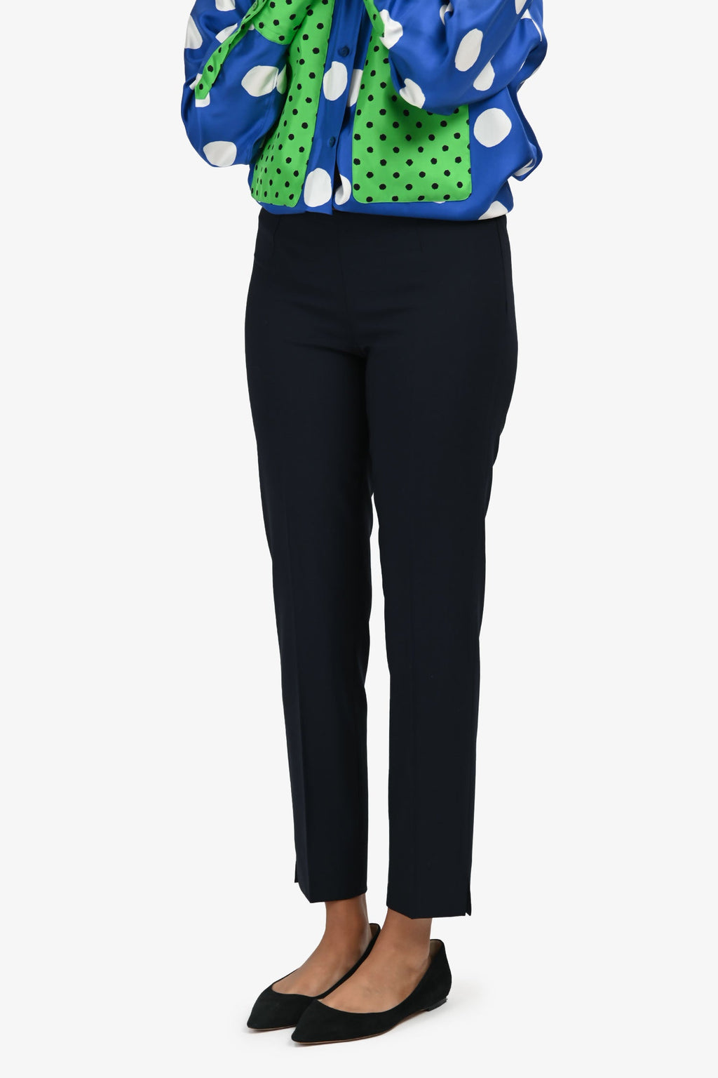 Theory Navy Wool Tapered Trousers Size 2