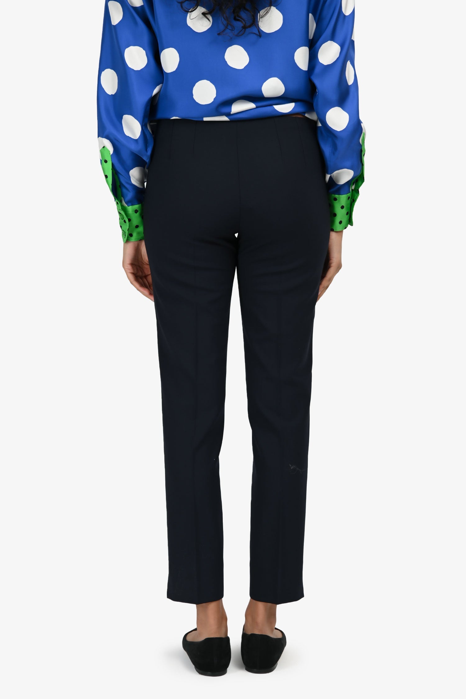Theory Navy Wool Tapered Trousers Size 2