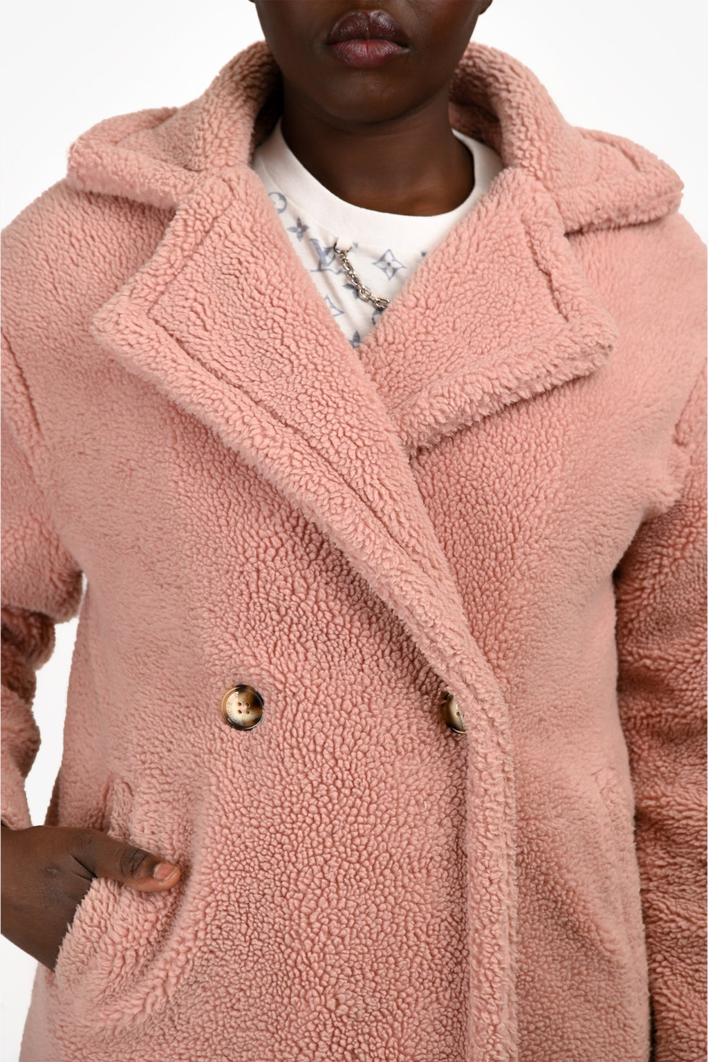 Ducie London Pink Faux Sherpa Teddy Long Coat Size M