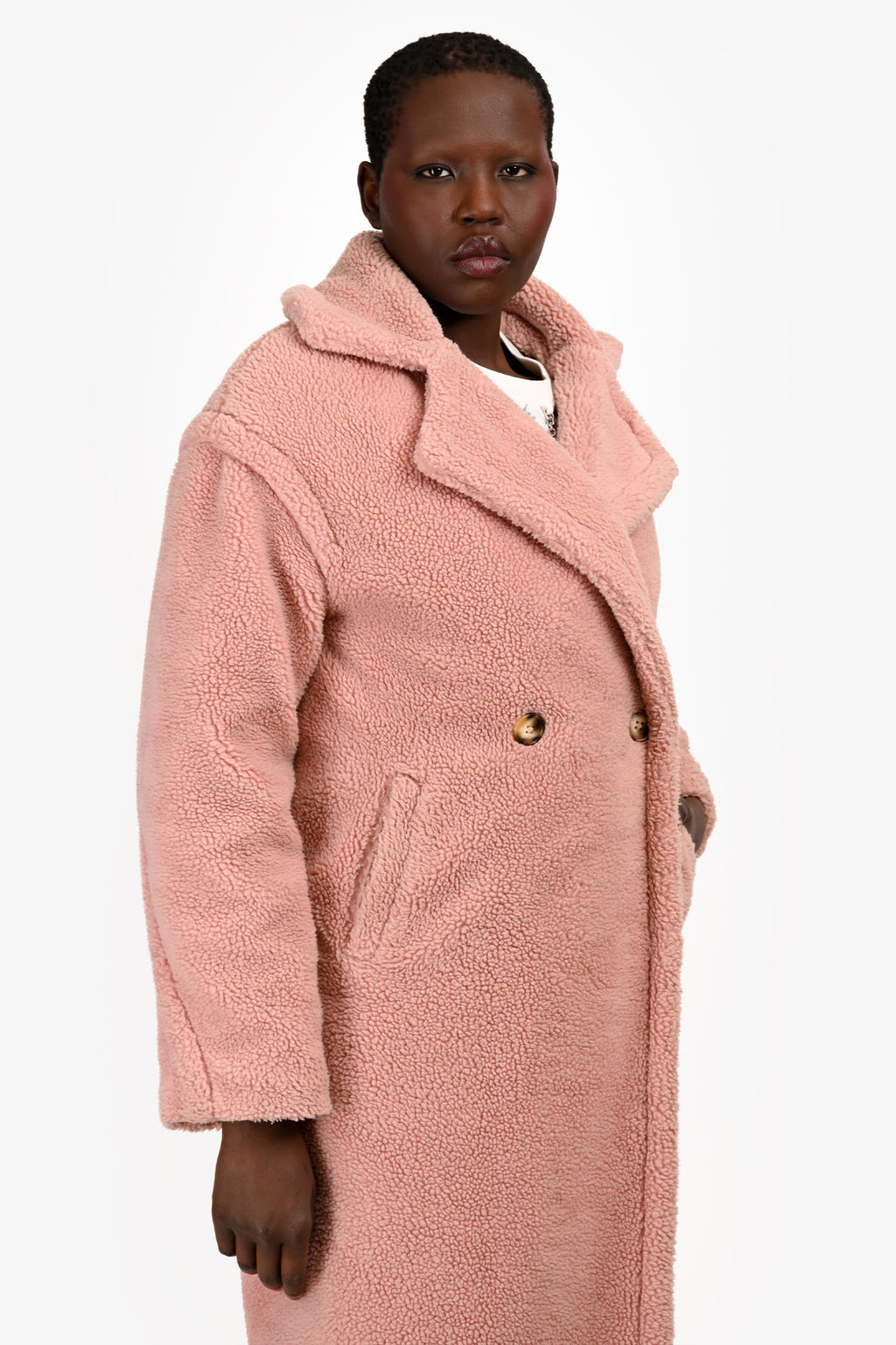 Ducie London Pink Faux Sherpa Teddy Long Coat Size M
