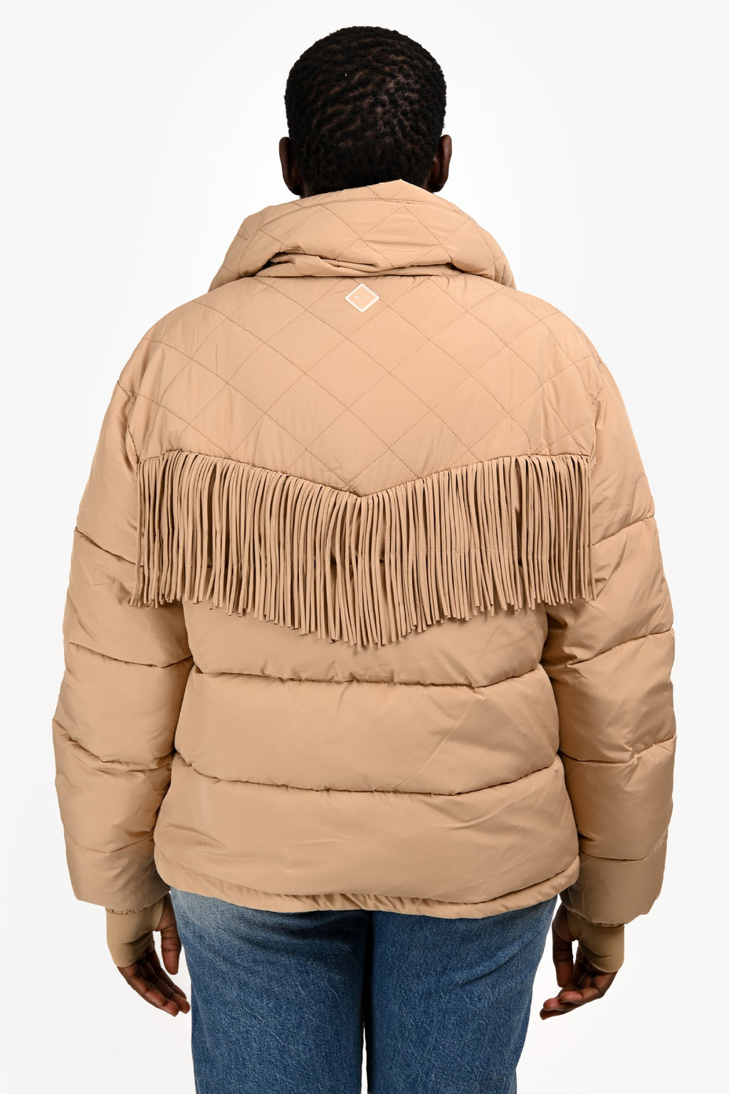 The Upside x Veronica Beard Brown Puffer Fringe Jacket Size M