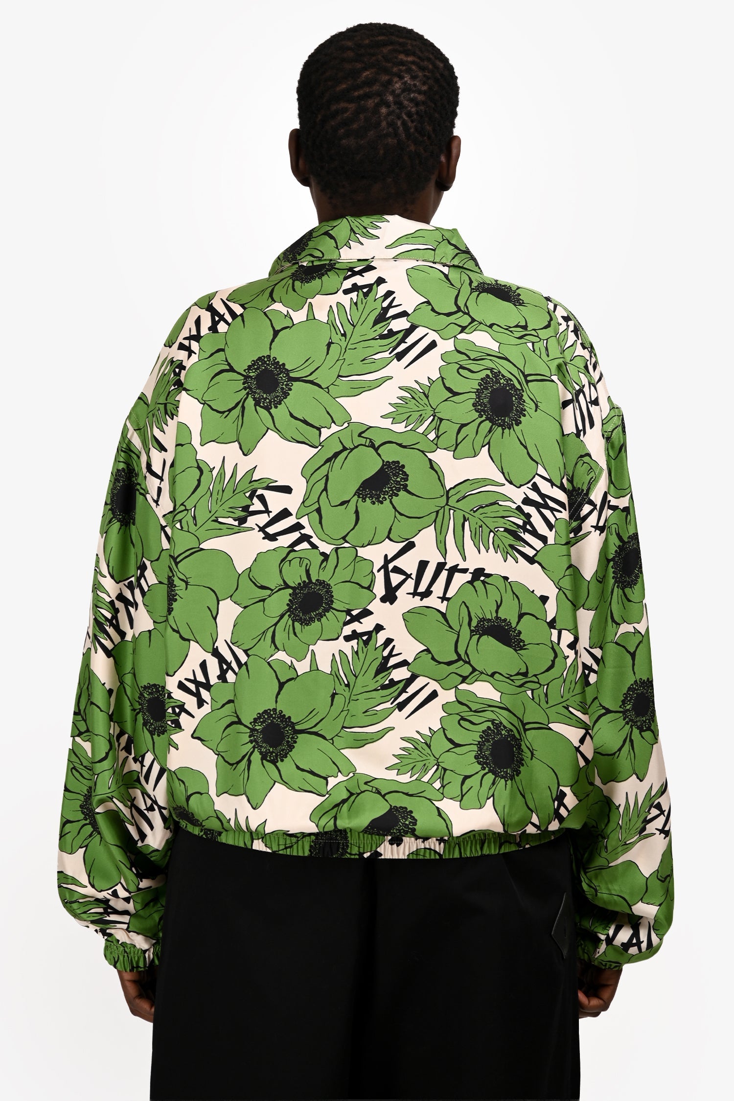 Gucci Green/Cream Silk Floral Bomber Jacket Size 54 Mens