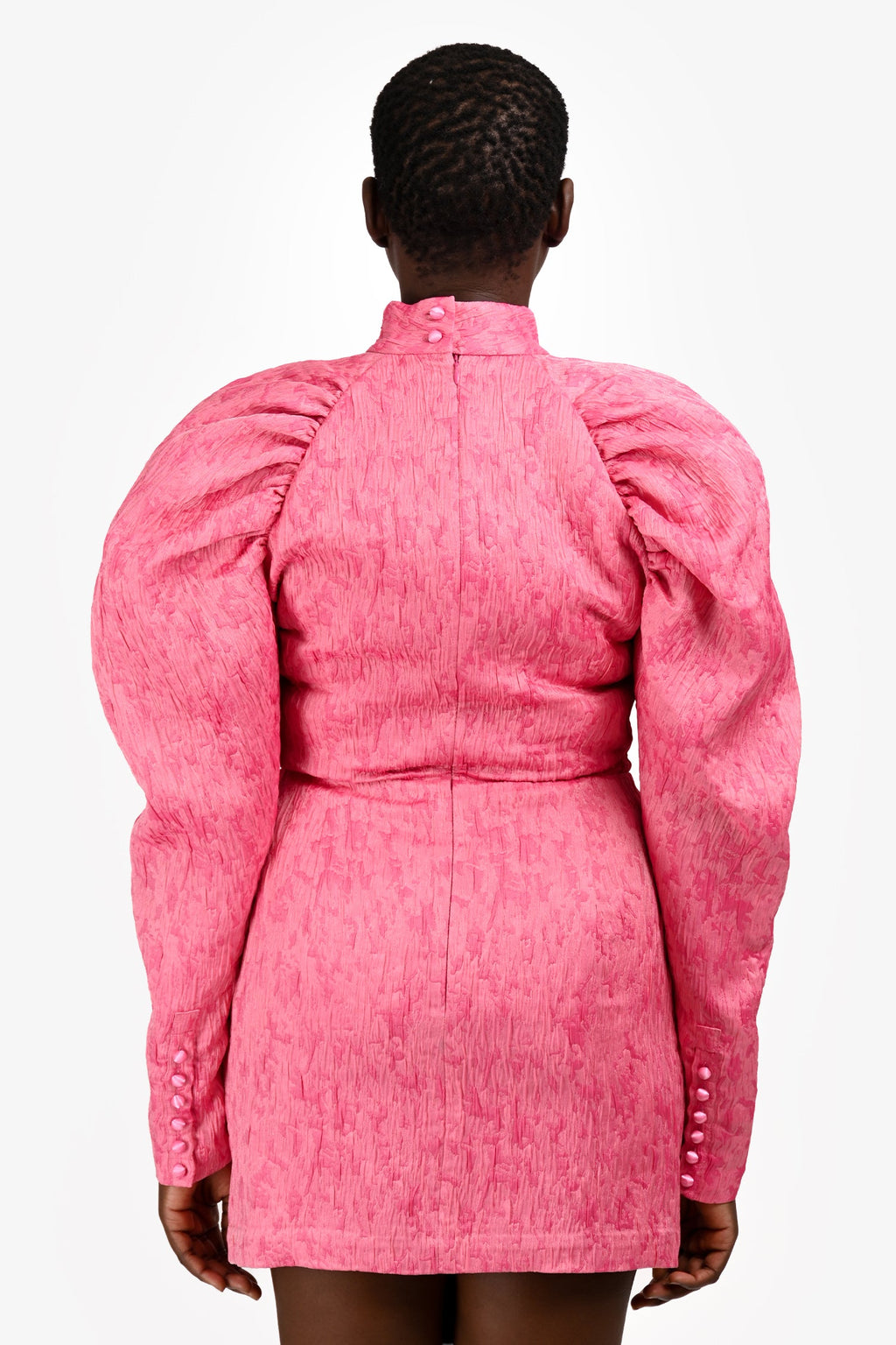 Rotate Birger Christensen Pink Patterned Crepe Mock Neck Dress Size 14
