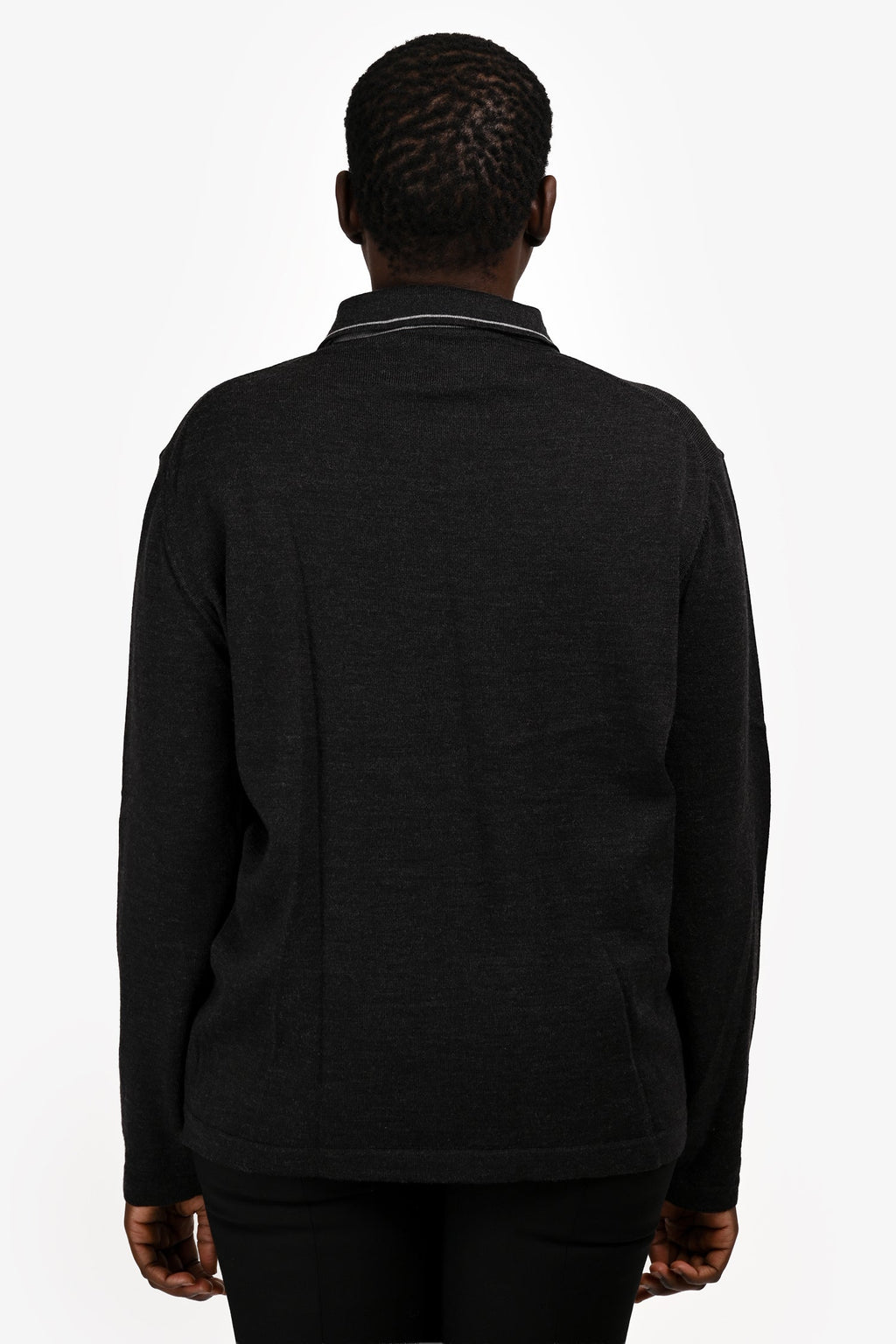 Versace Grey/Black Wool Polo Quarter Zip Sweater Size XL Mens