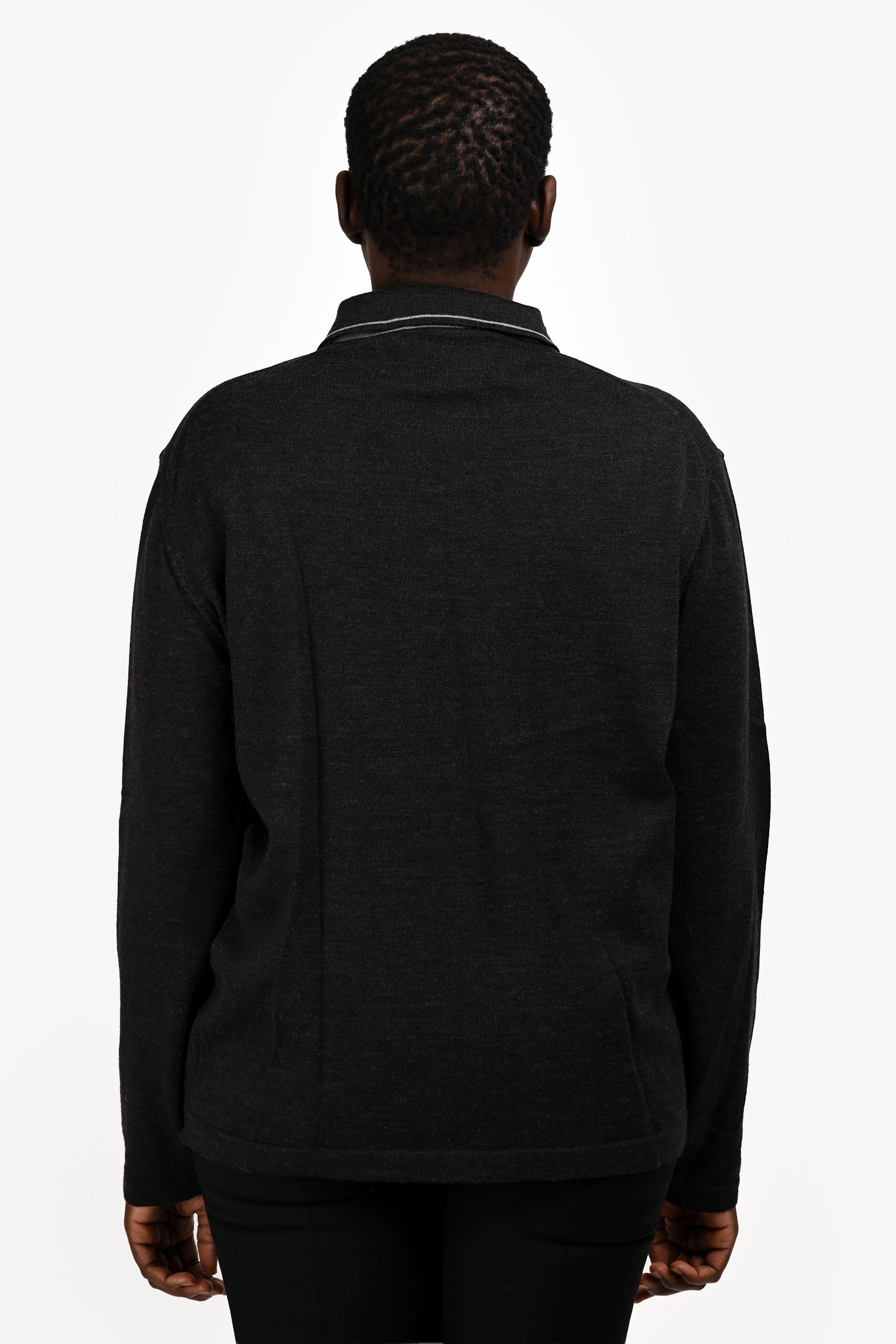 Versace Grey/Black Wool Polo Quarter Zip Sweater Size XL Mens