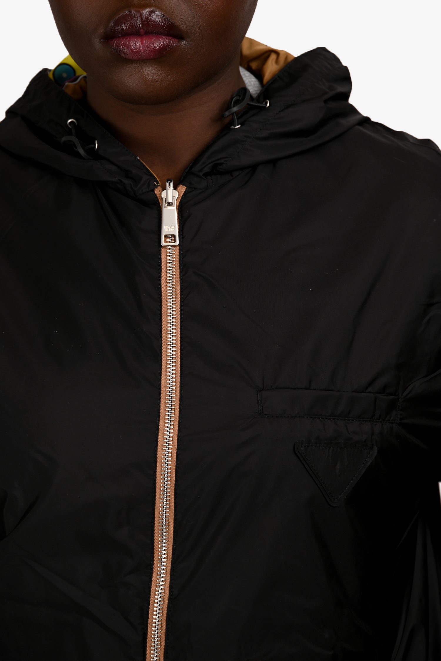 Prada 2019 Black/Brown Patterned Reversible Windbreaker Jacket Size L Mens