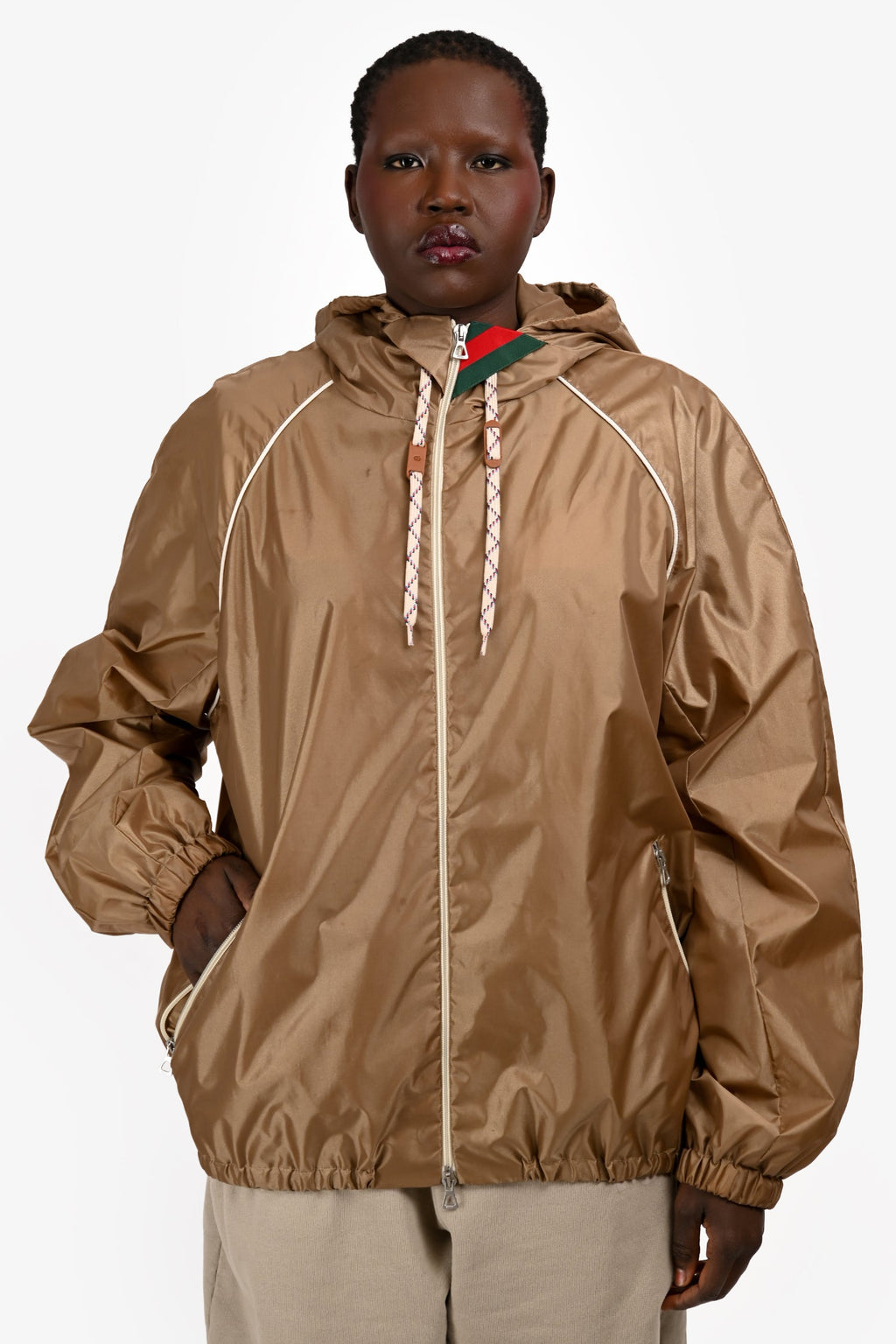 Gucci Brown Hooded Windbreaker Size 52 Mens