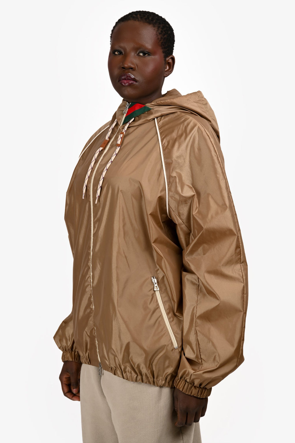 Gucci Brown Hooded Windbreaker Size 52 Mens