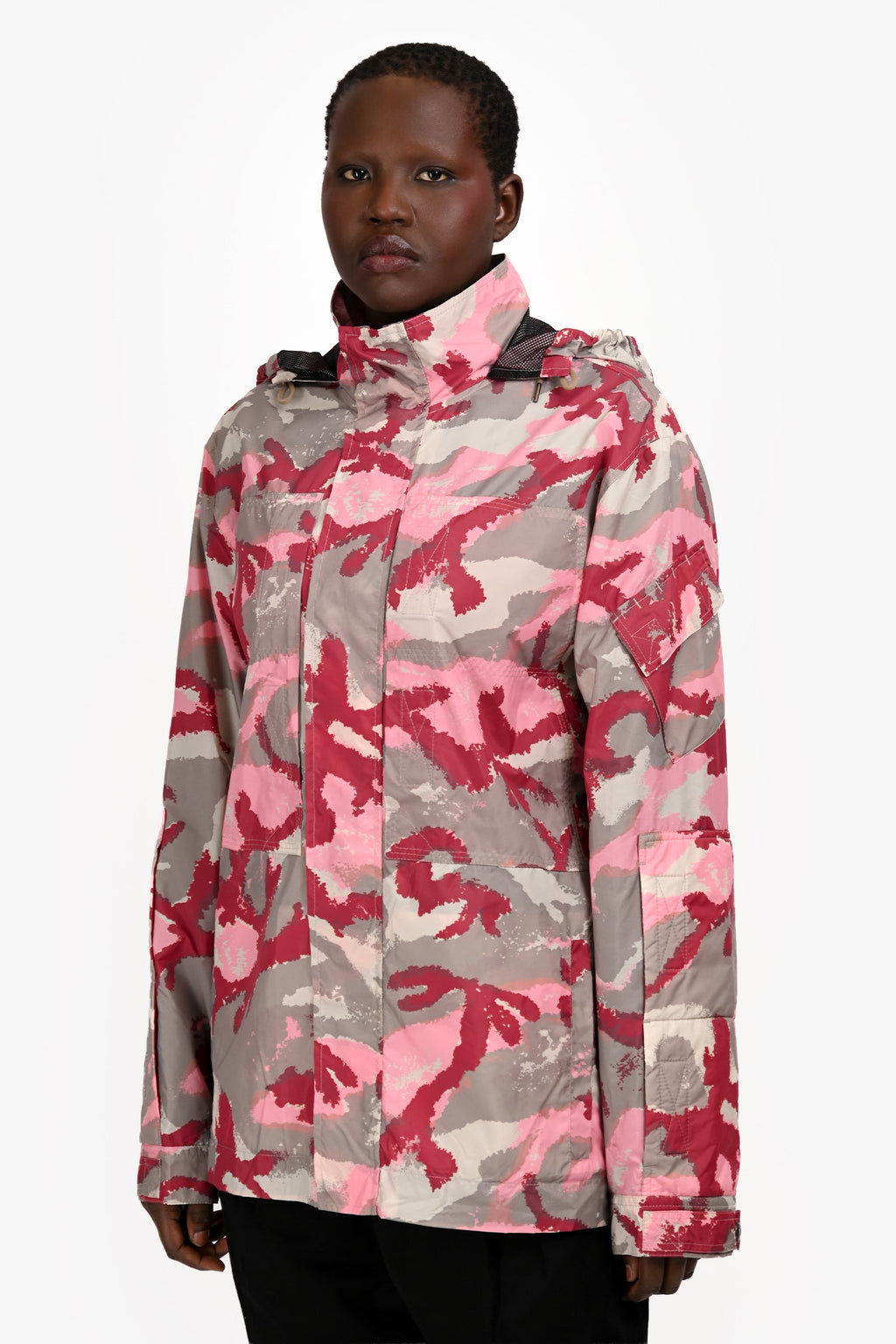 Valentino Pink/Grey Camo Print Hooded Windbreaker Size 54 Mens