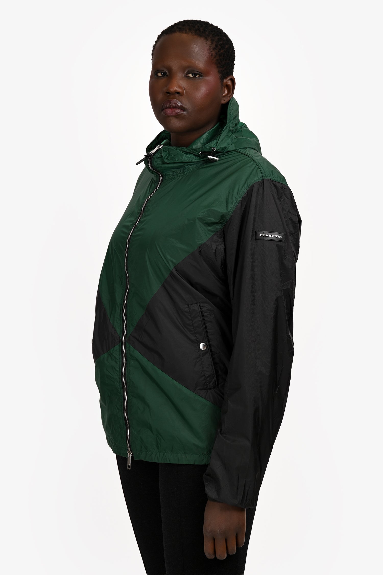 Burberry Green/Black Hooded Windbreaker Jacket Size 52 Mens