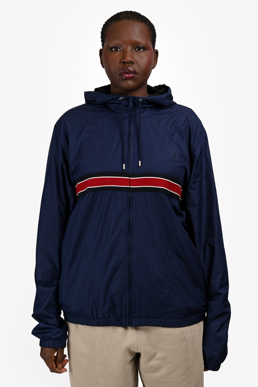 Gucci Navy/Red Hooded Windbreaker Jacket Size XXL Mens