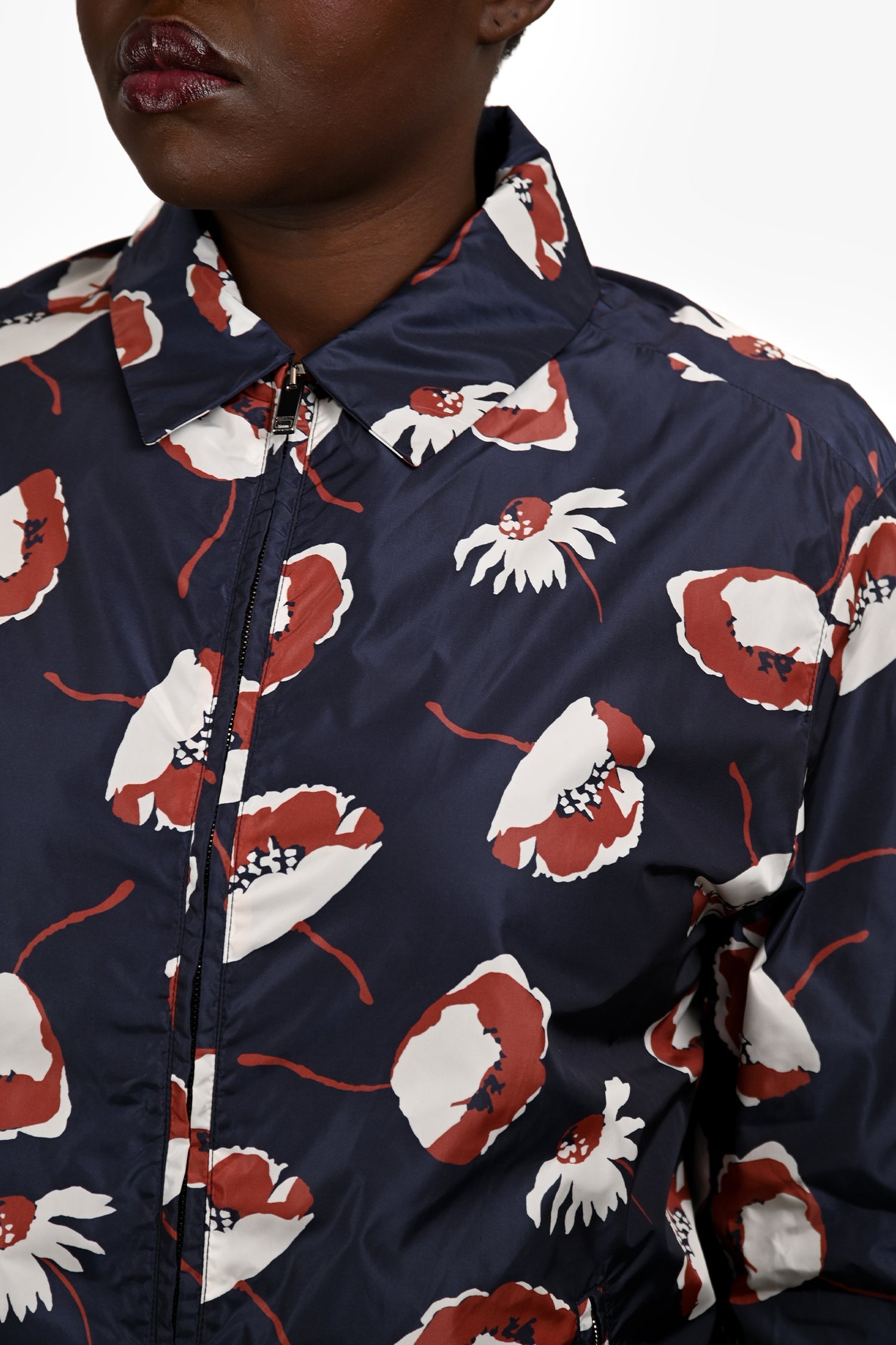 Valentino Navy/Red Floral Patterned Bomber Windbreaker Jacket Size 42 Mens