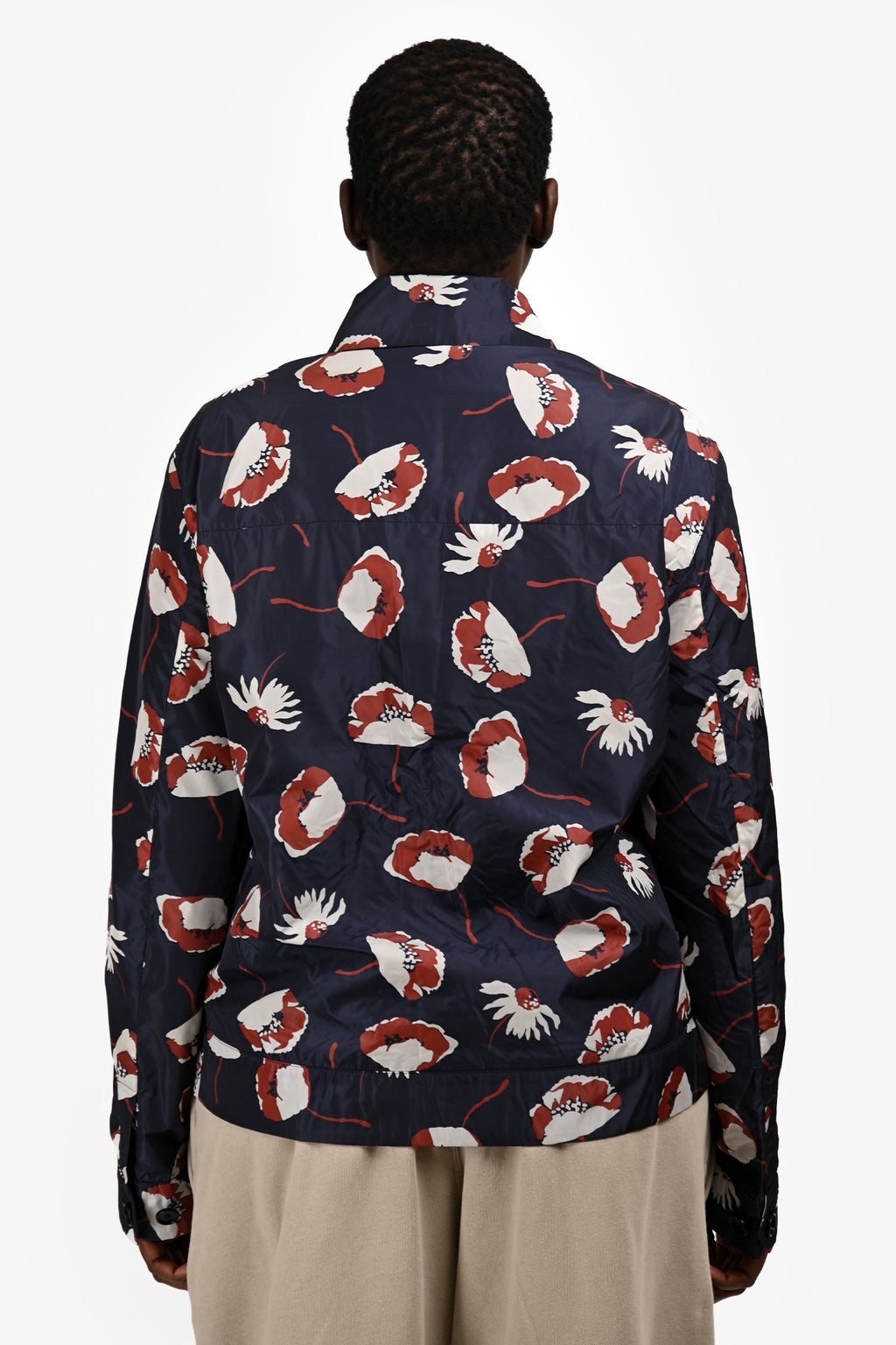 Valentino Navy/Red Floral Patterned Bomber Windbreaker Jacket Size 42 Mens