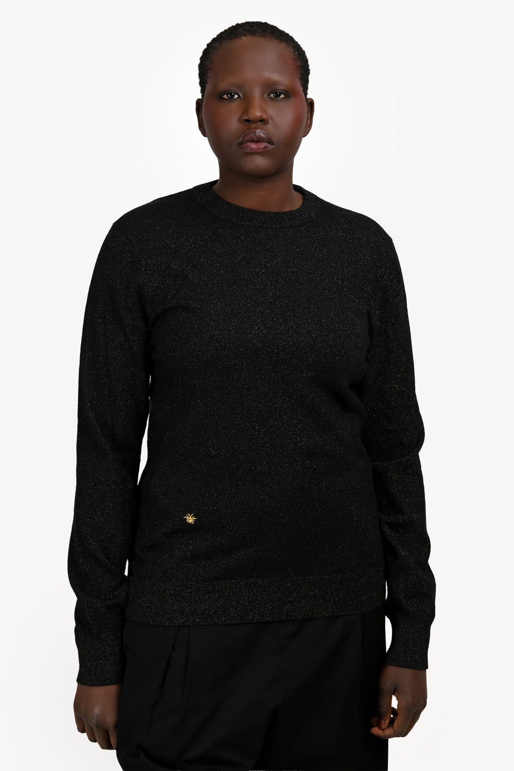 Christian Dior Black Cashmere Sparkly Sweater Size M