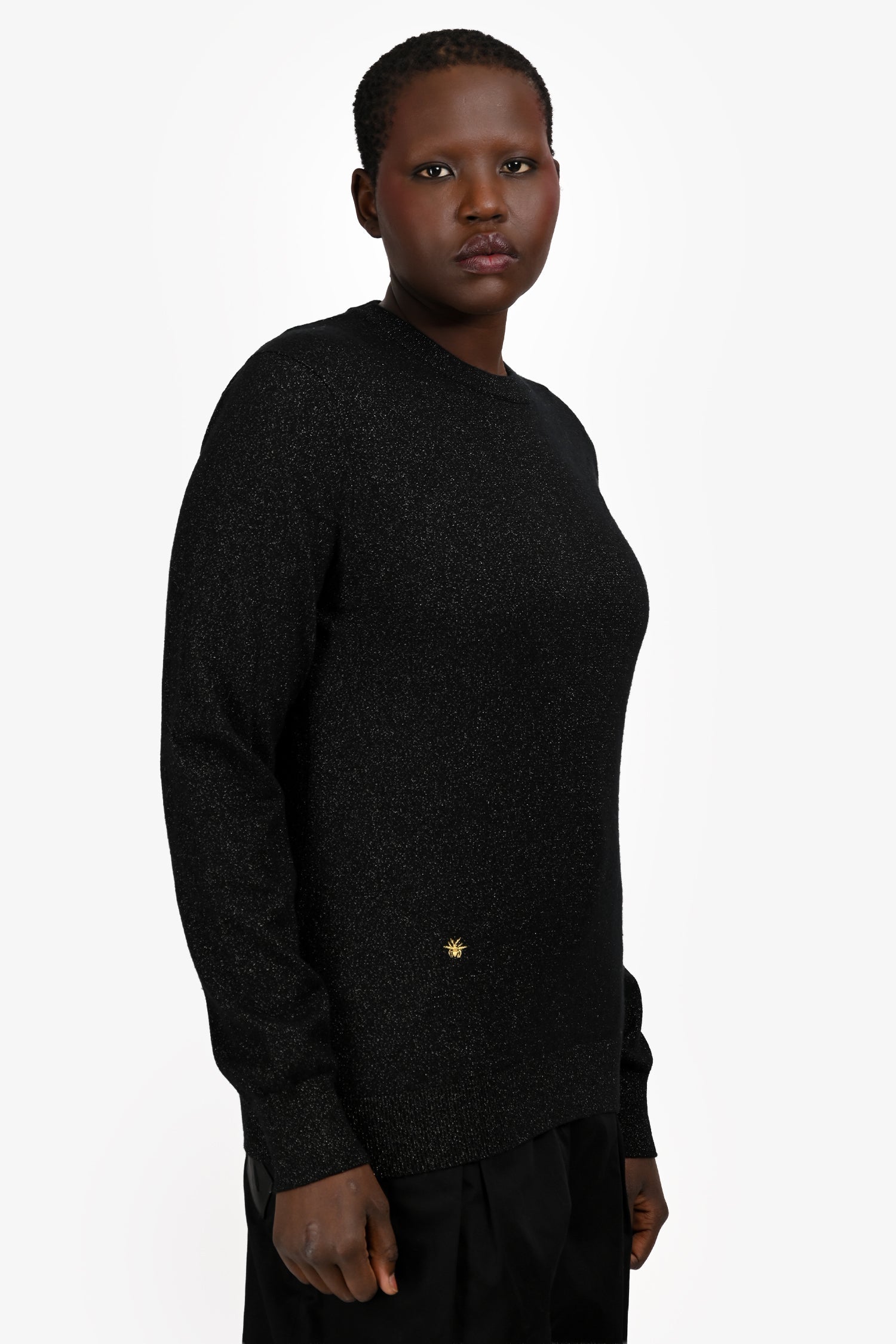 Christian Dior Black Cashmere Sparkly Sweater Size M