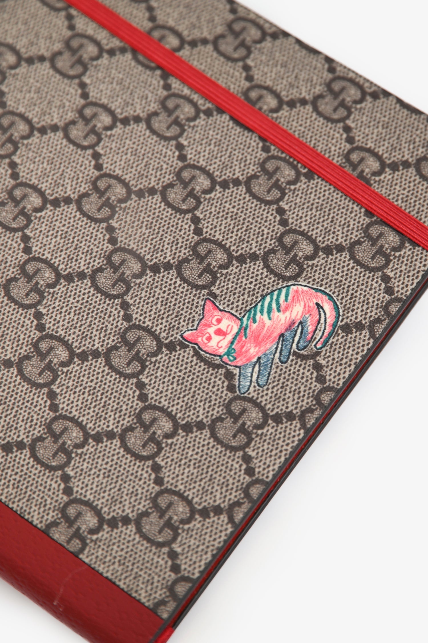 Gucci Brown/Red Coated Canvas GG Notebook