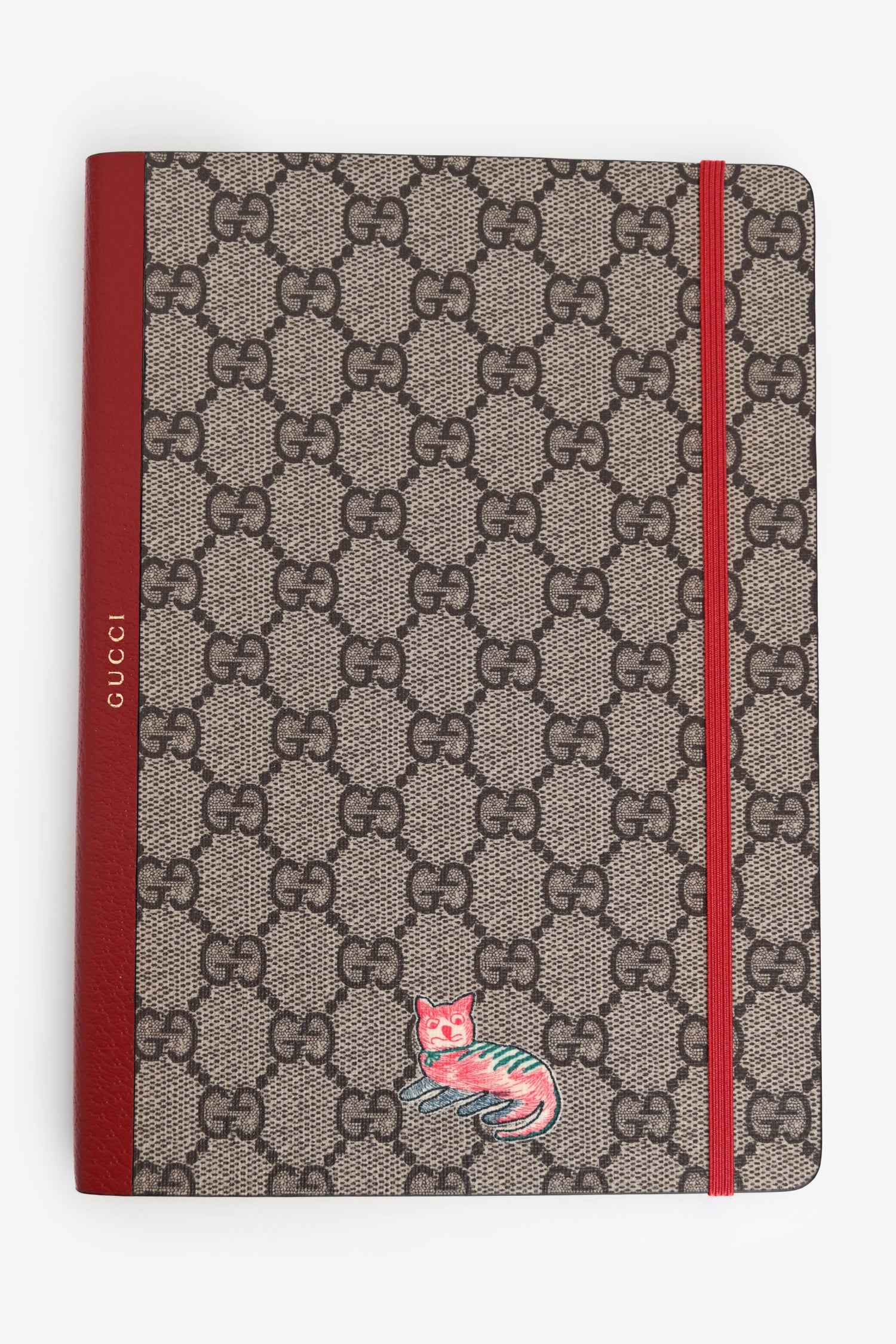 Gucci Brown/Red Coated Canvas GG Notebook