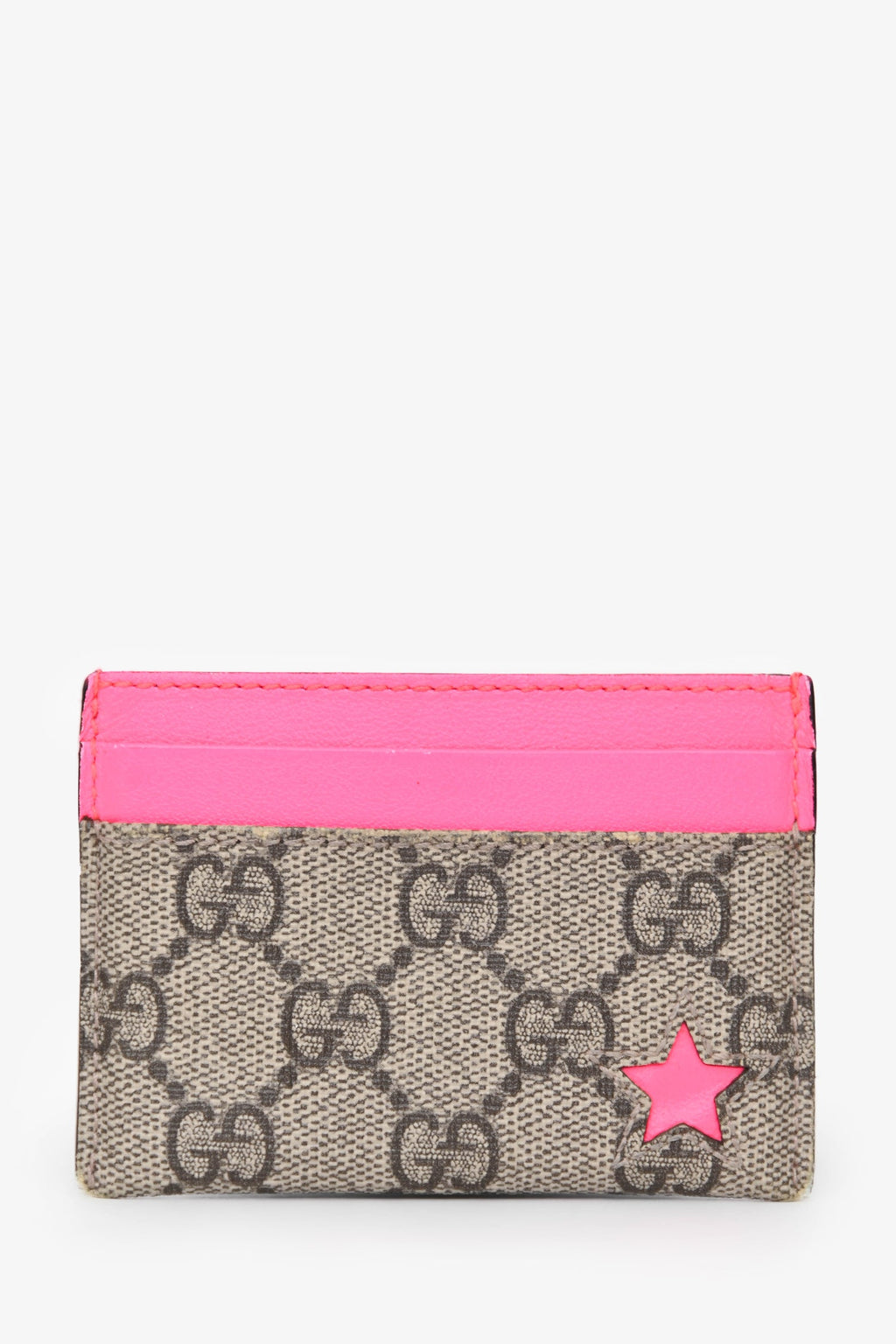 Gucci Brown/Neon Pink Coated Canvas/Leather holder
