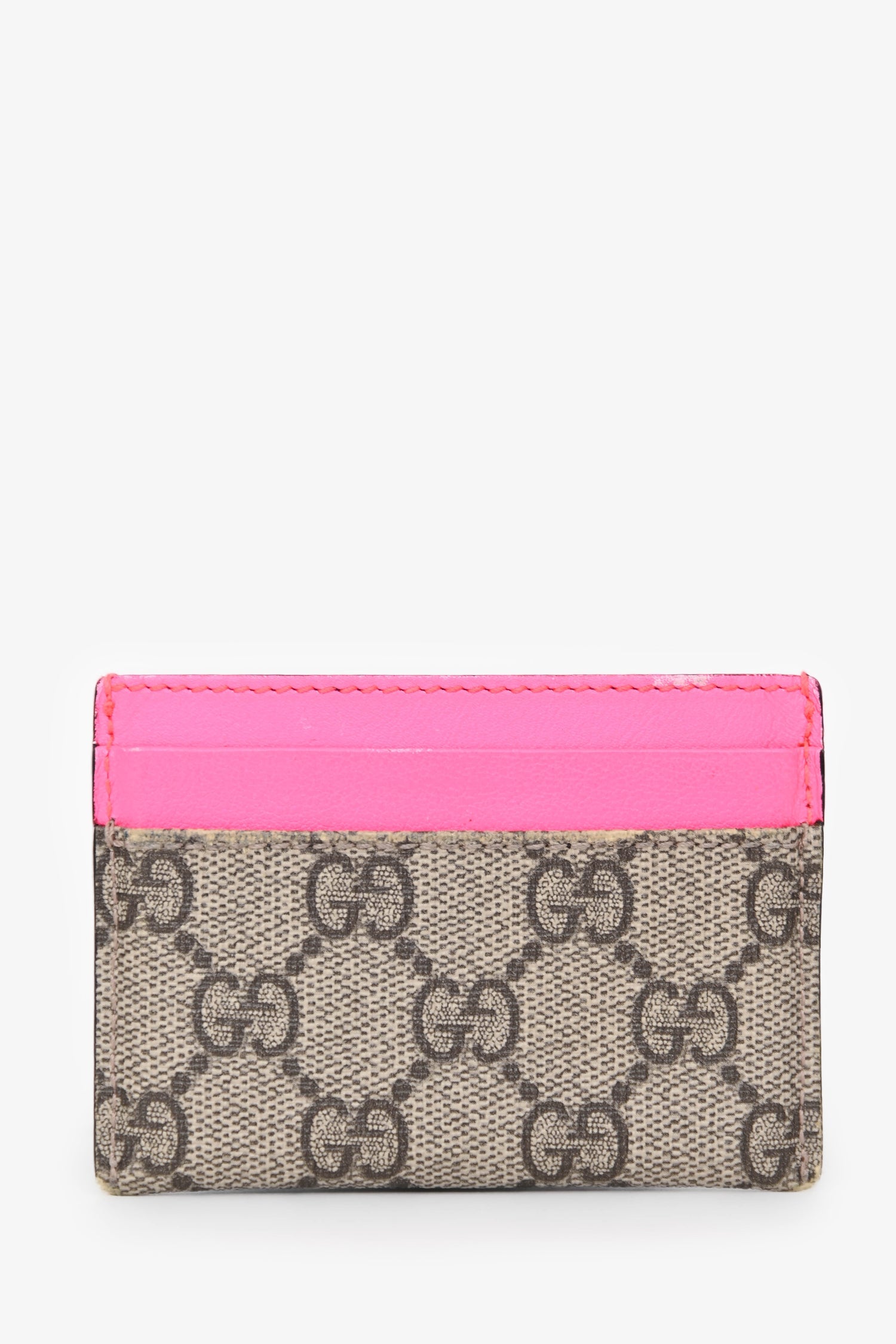 Gucci Brown/Neon Pink Coated Canvas/Leather holder