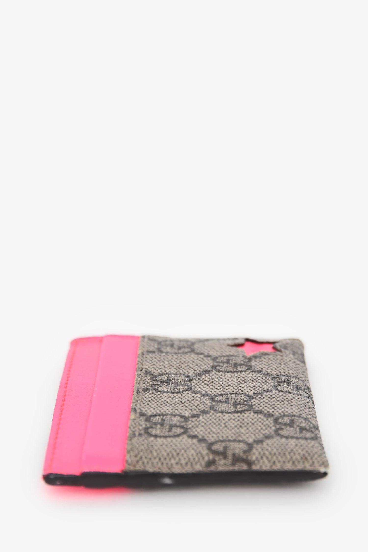 Gucci Brown/Neon Pink Coated Canvas/Leather holder