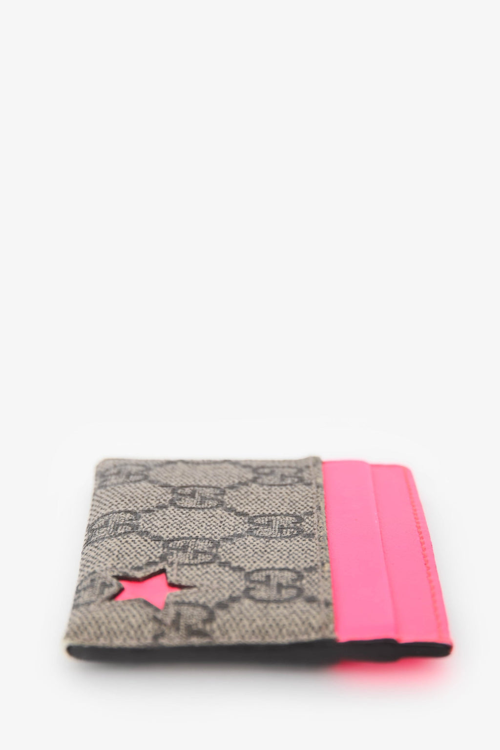 Gucci Brown/Neon Pink Coated Canvas/Leather holder