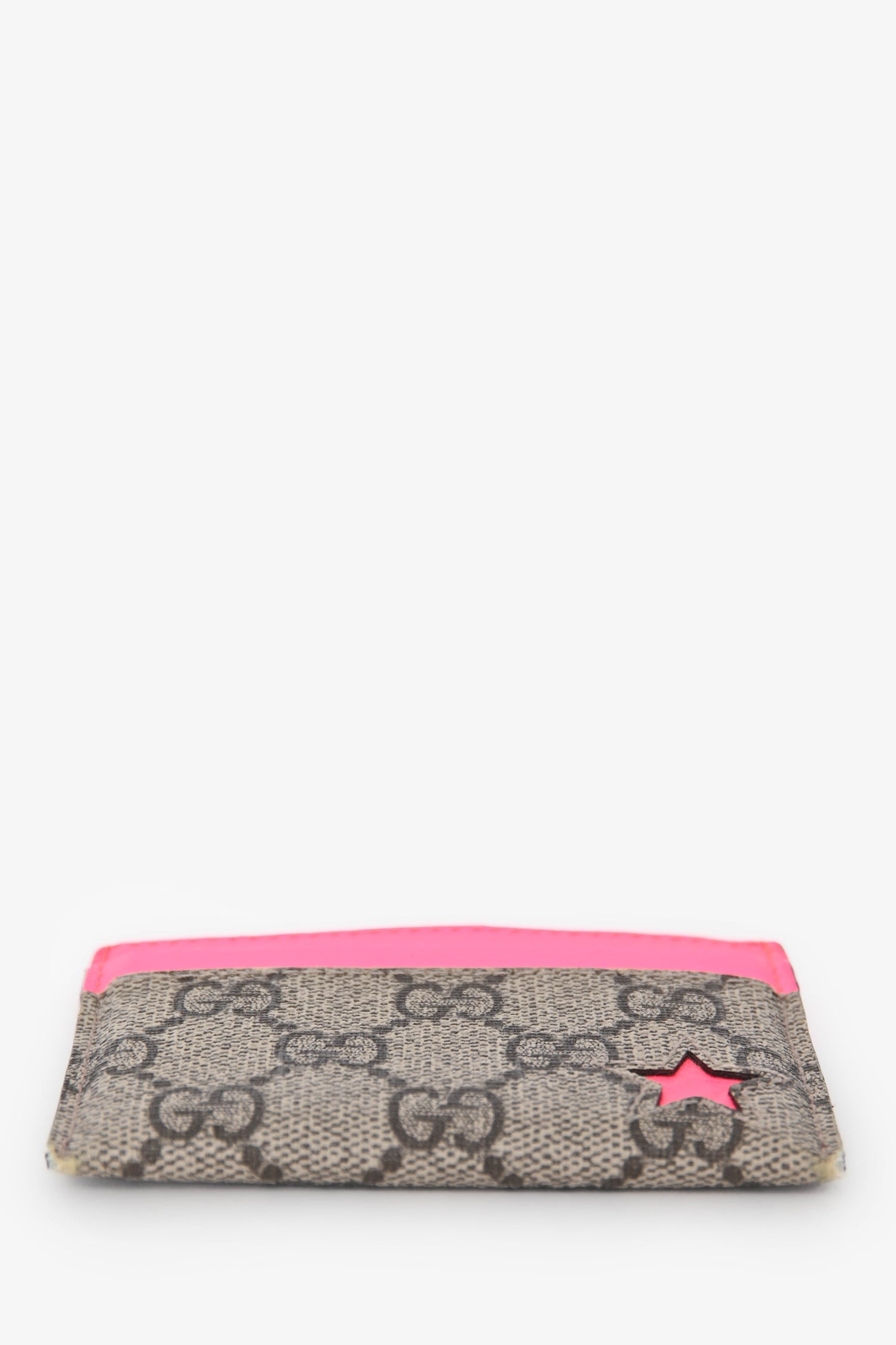Gucci Brown/Neon Pink Coated Canvas/Leather holder