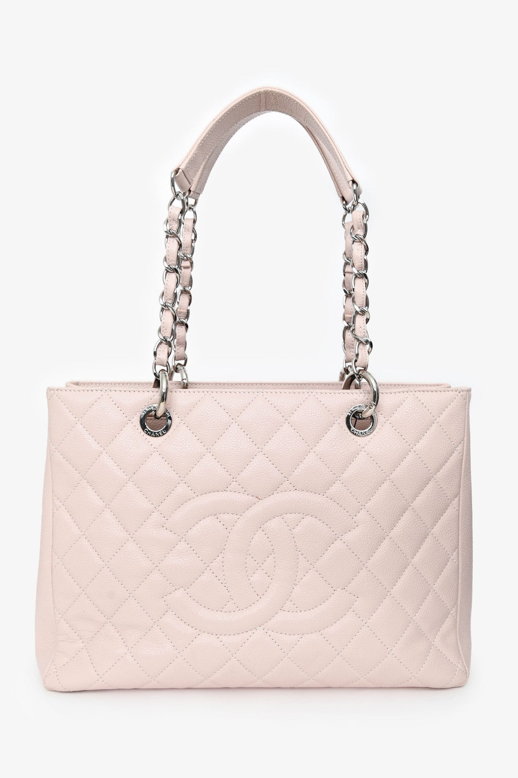 Pre-Loved Chanel™ 2013/2014 Pink Caviar Leather CC Grand Shopping Tote