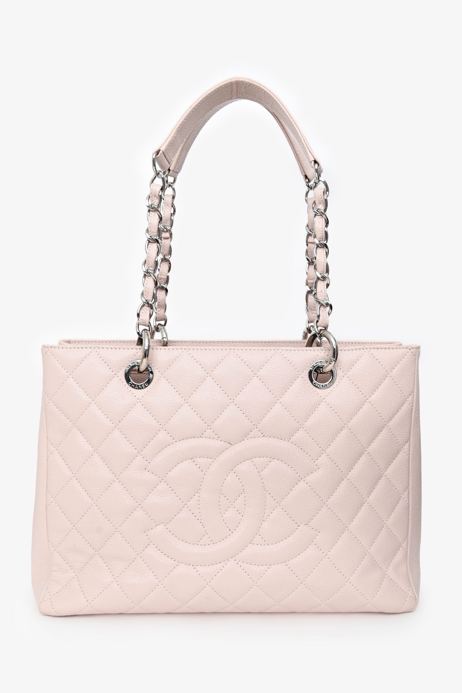 Pre-Loved Chanel™ 2013/2014 Pink Caviar Leather CC Grand Shopping Tote