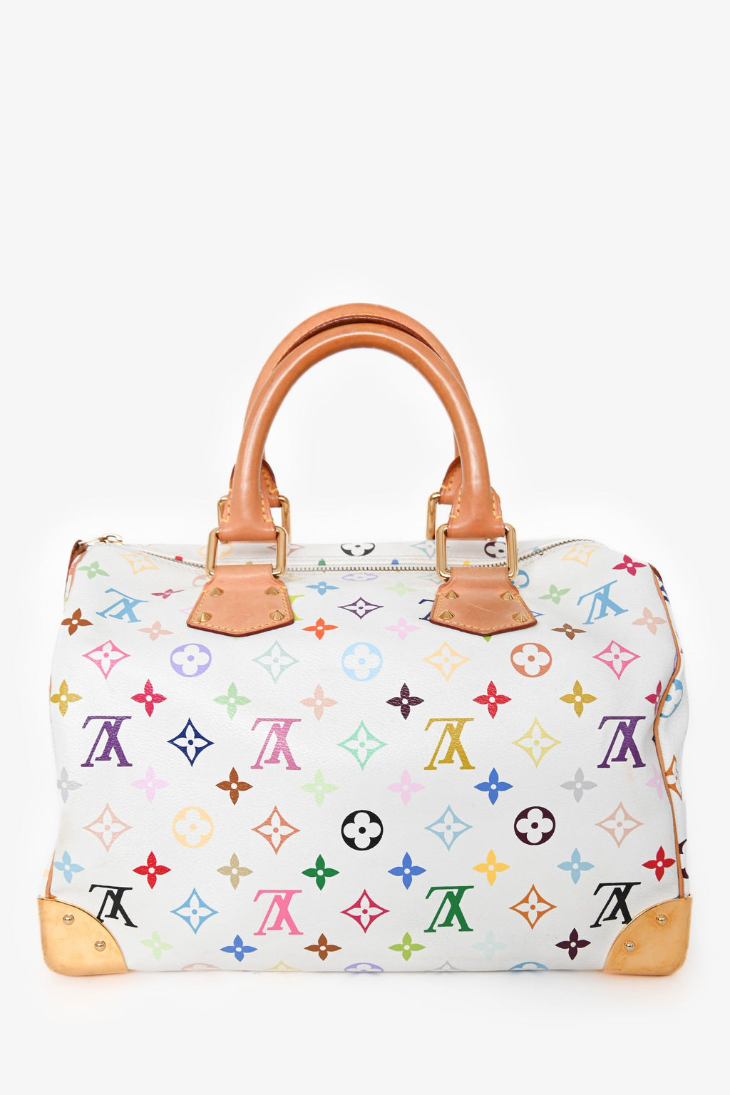 Louis Vuitton 2010 White Multicoloured Canvas Monogram Speedy 30