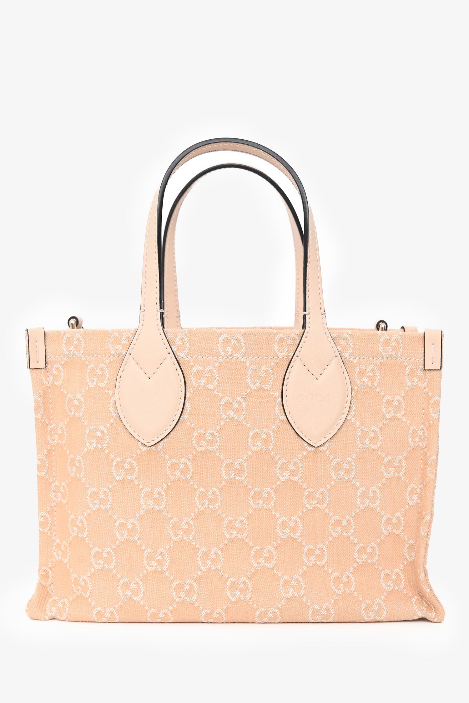 Gucci Beige Monogram Denim Ophidia Medium Shopper Tote with Strap + Pouch