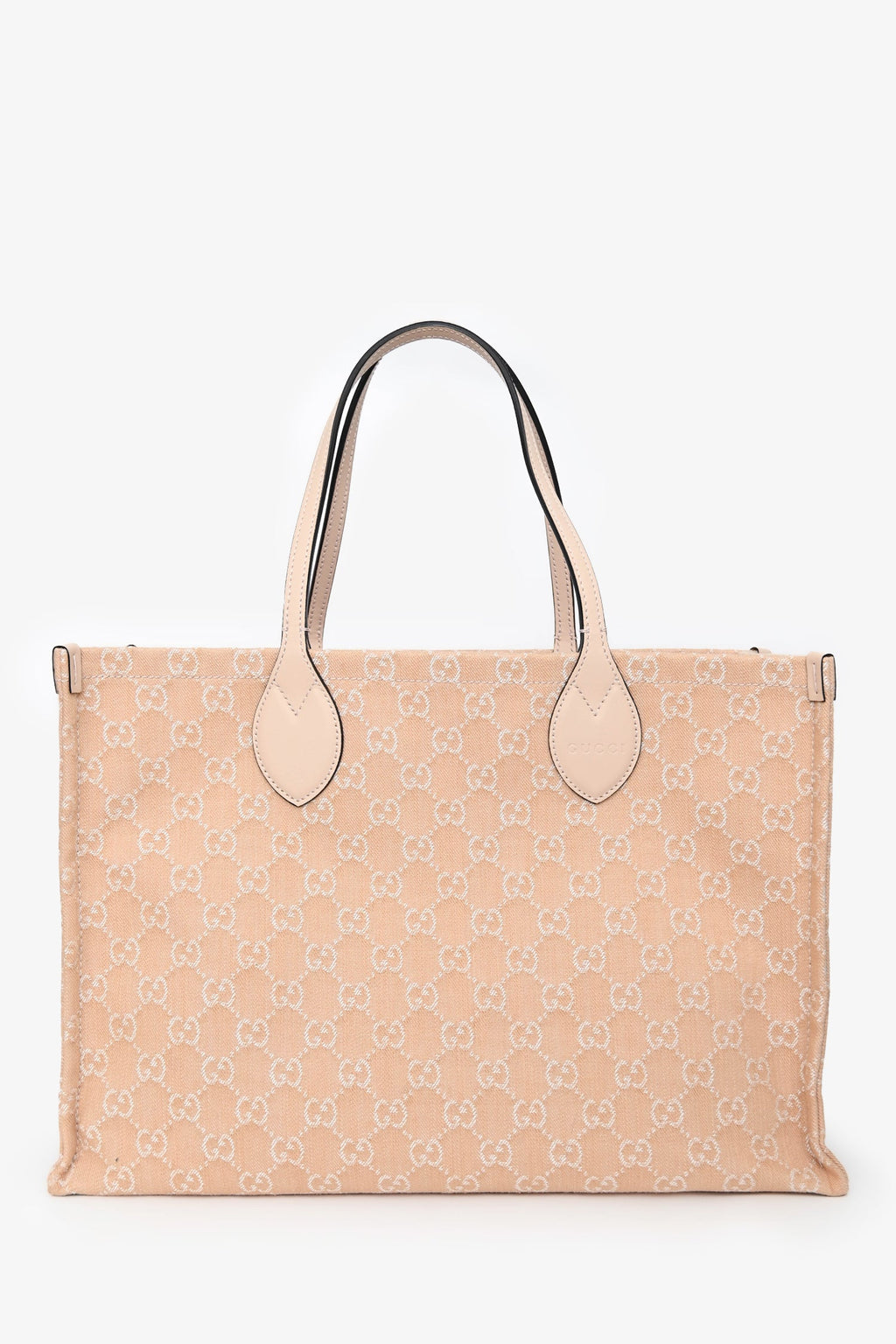 Gucci Beige Monogram Denim Ophidia Large Shopper Tote with Pouch