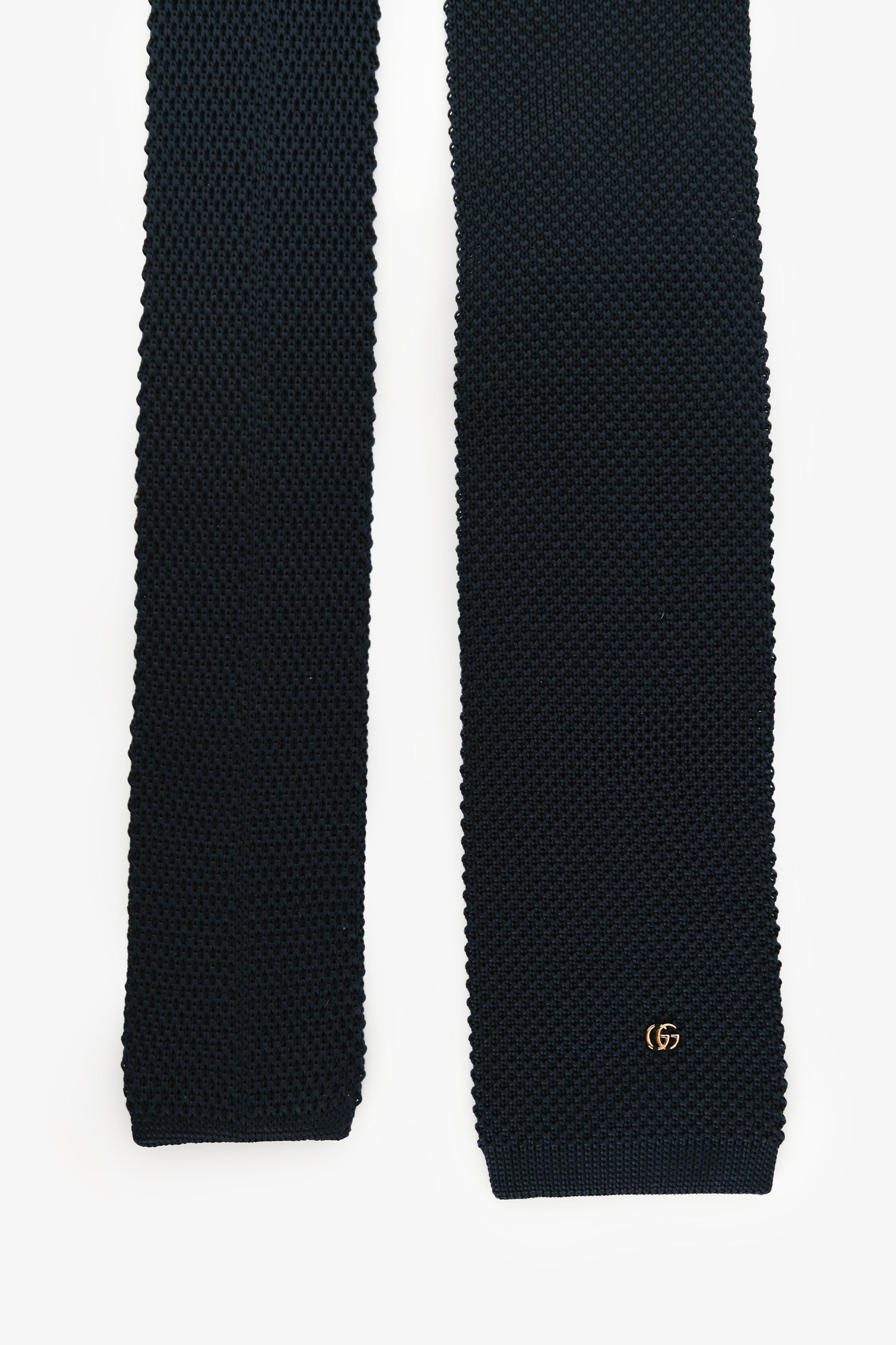 Gucci Navy Blue Knit Tie with Gold GG Mens