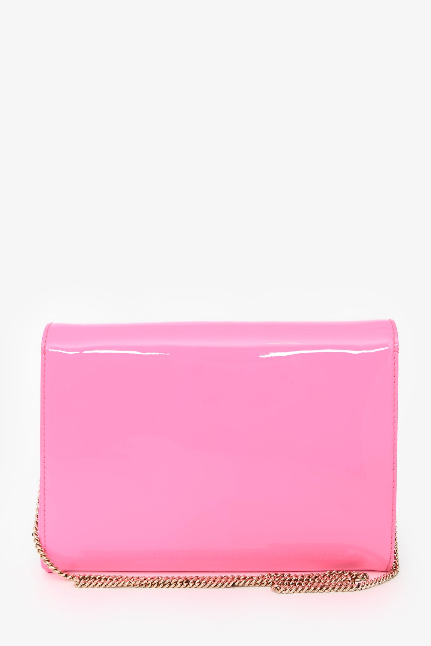 Versace Hot Pink Patent Leather Medusa Clutch With Chain