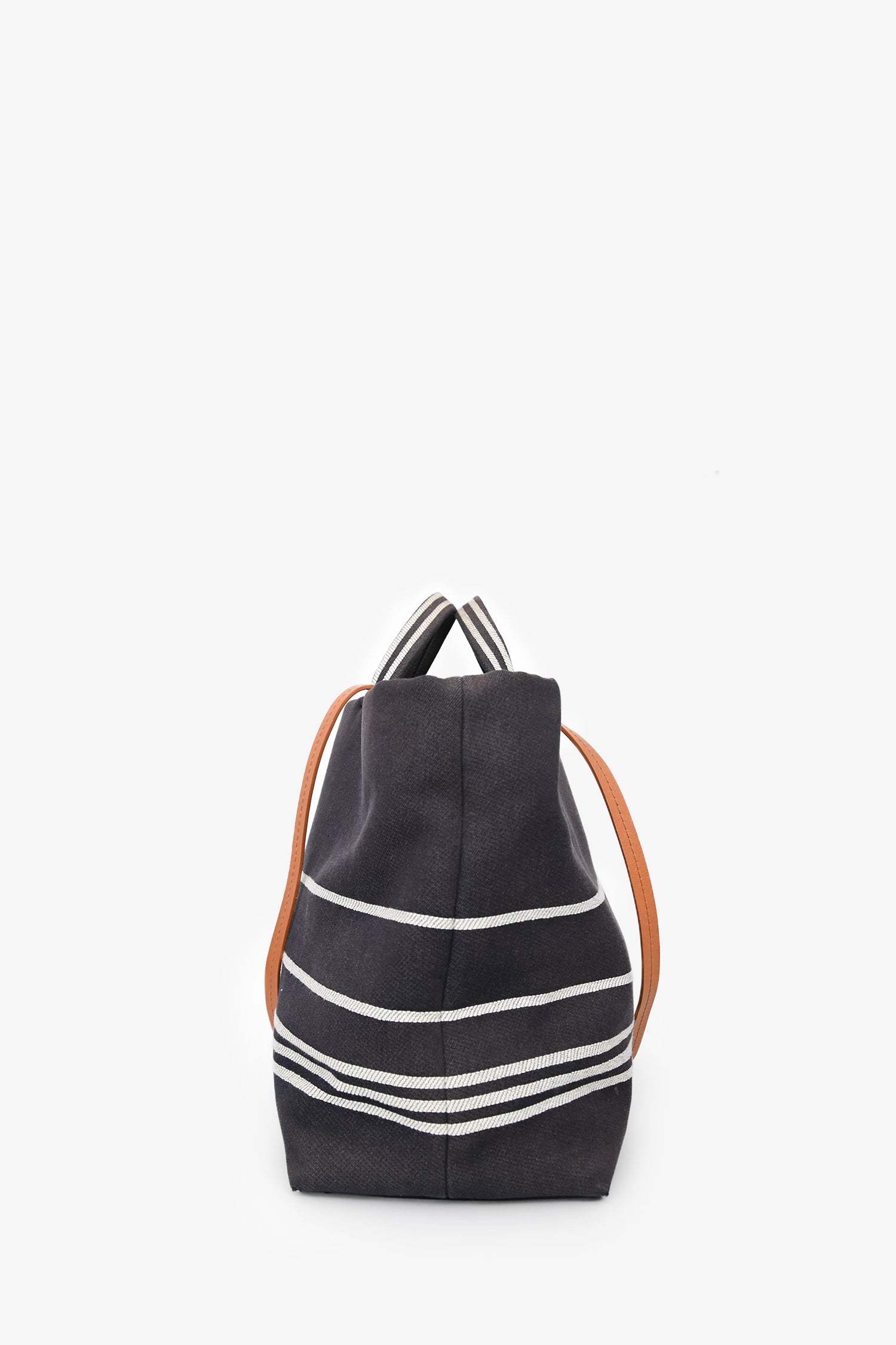 Pre-Loved Chanel™ 2014 Blue/White Striped Denim CC 2 Way Shopper Tote Bag